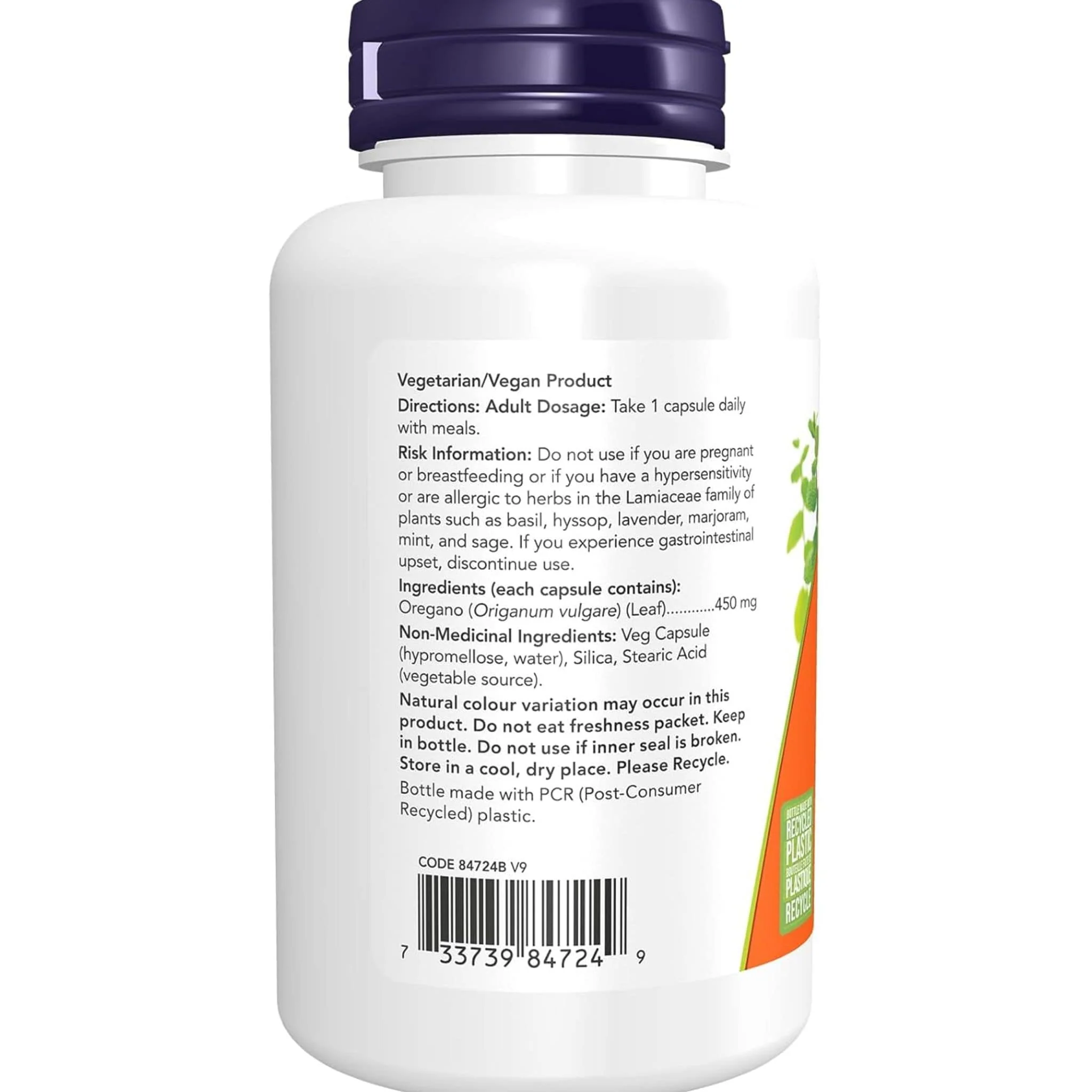 NOW Oregano, 450mg, 100 VCapsules - Image 3
