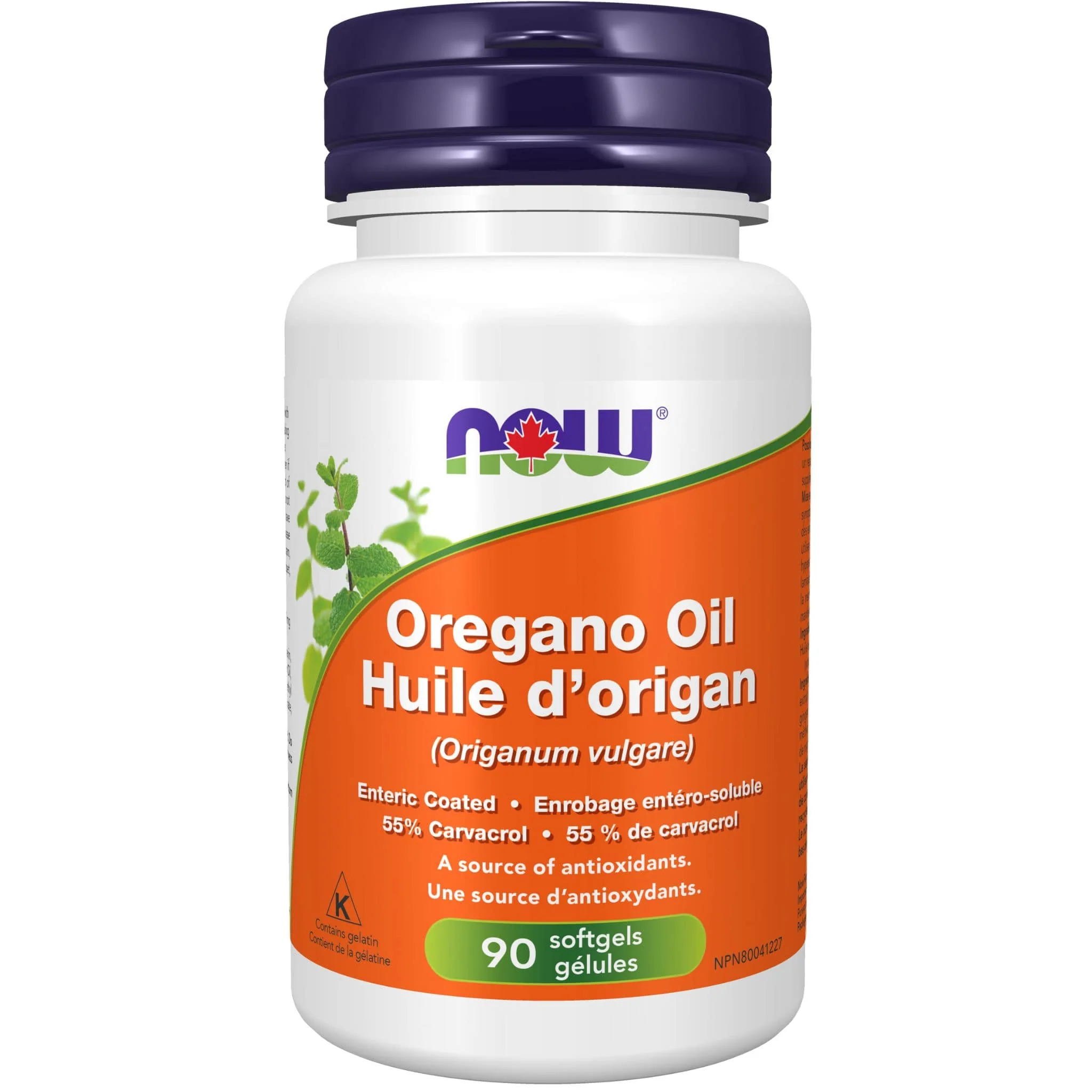 NOW Oregano Oil, 55% Carvacrol Enteric Coated, 90 Softgels