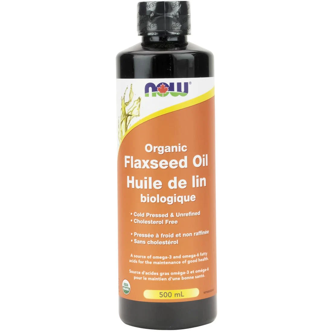 NOW Organic Flax Seed Oil, Cold-Pressed, Unrefined, 500ml - Image 2