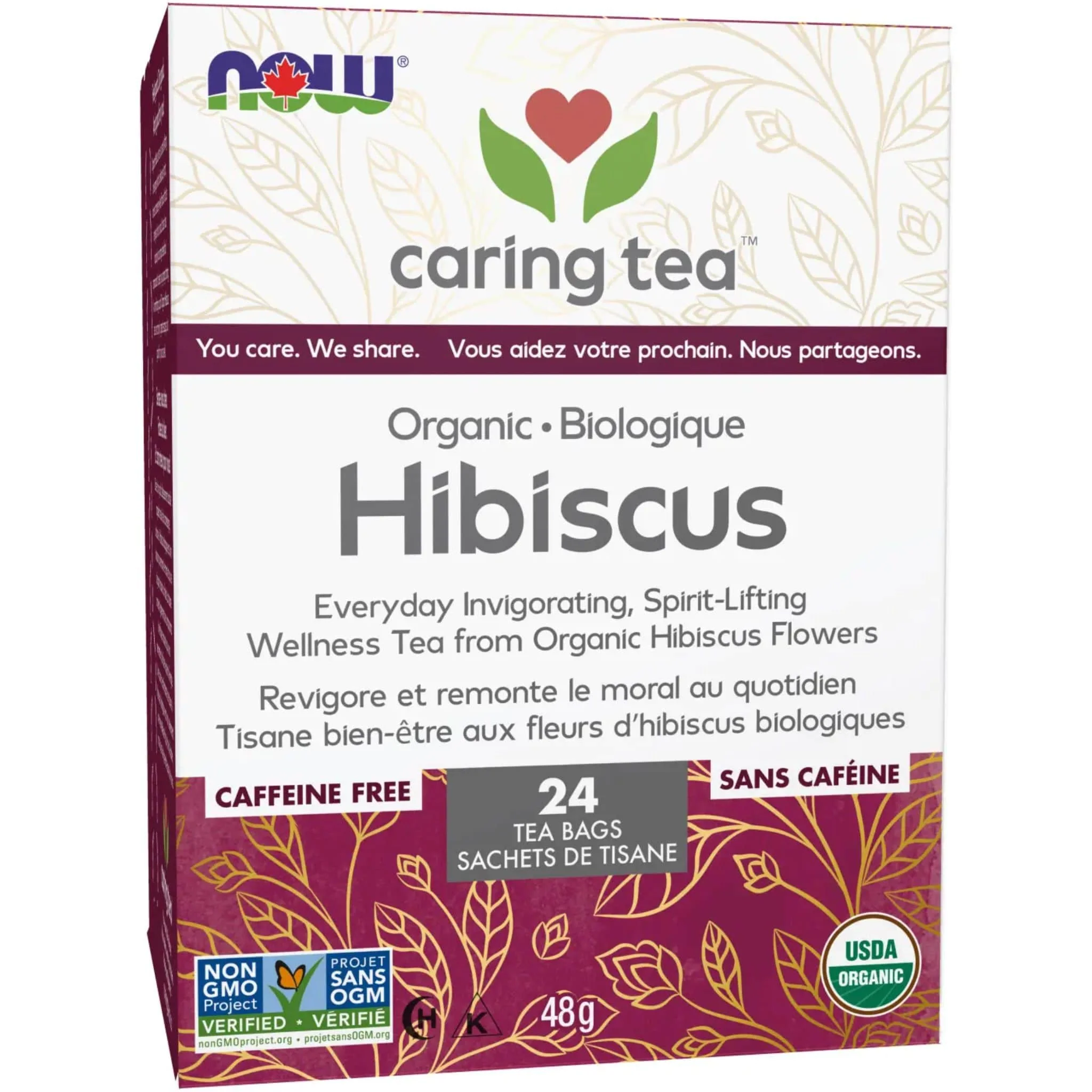 NOW Organically Heavenly Hip Hibiscus Tea, 24 Bags - Image 2