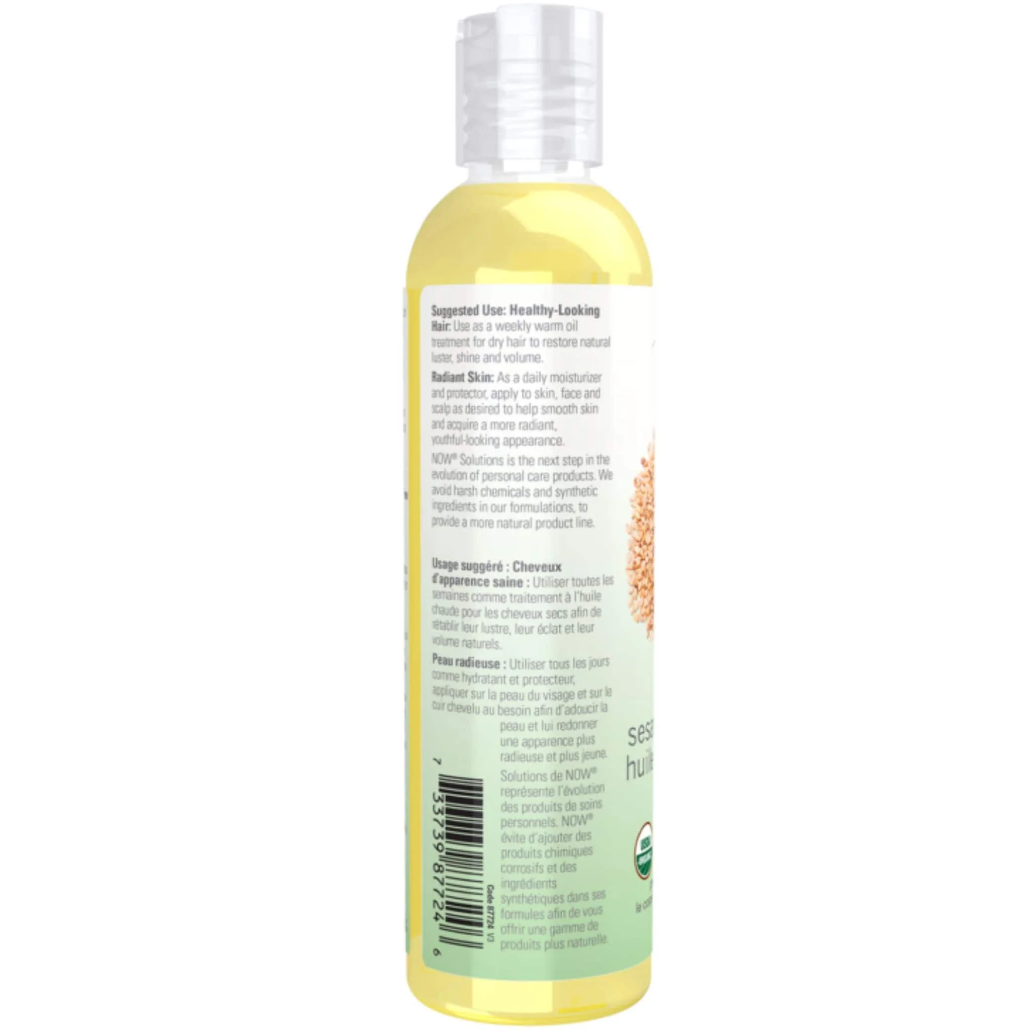 NOW Organic Sesame Seed Oil, 100% Pure, 237ml - Image 4
