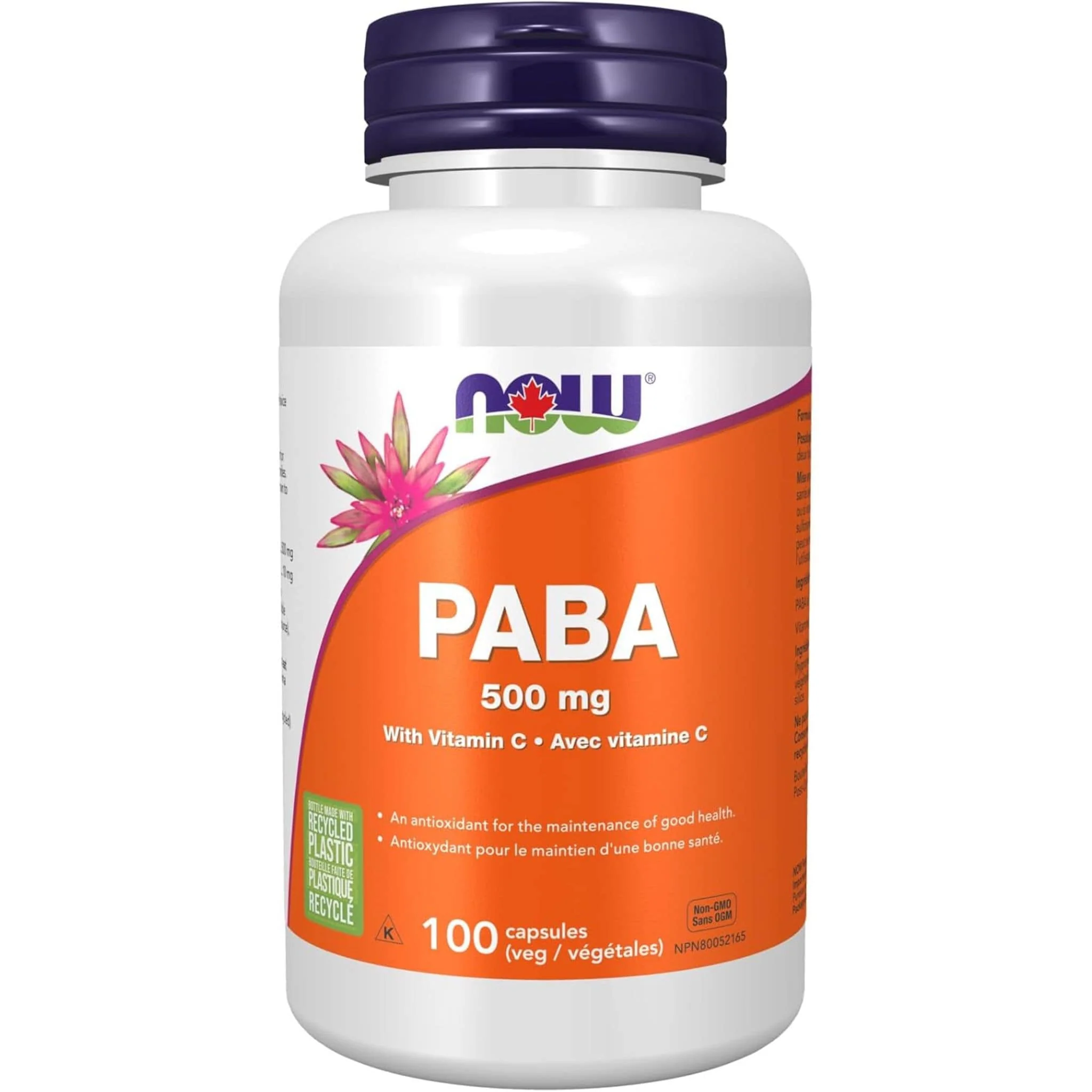 NOW PABA 500mg with Vitamin C, 100 Capsules - Image 2