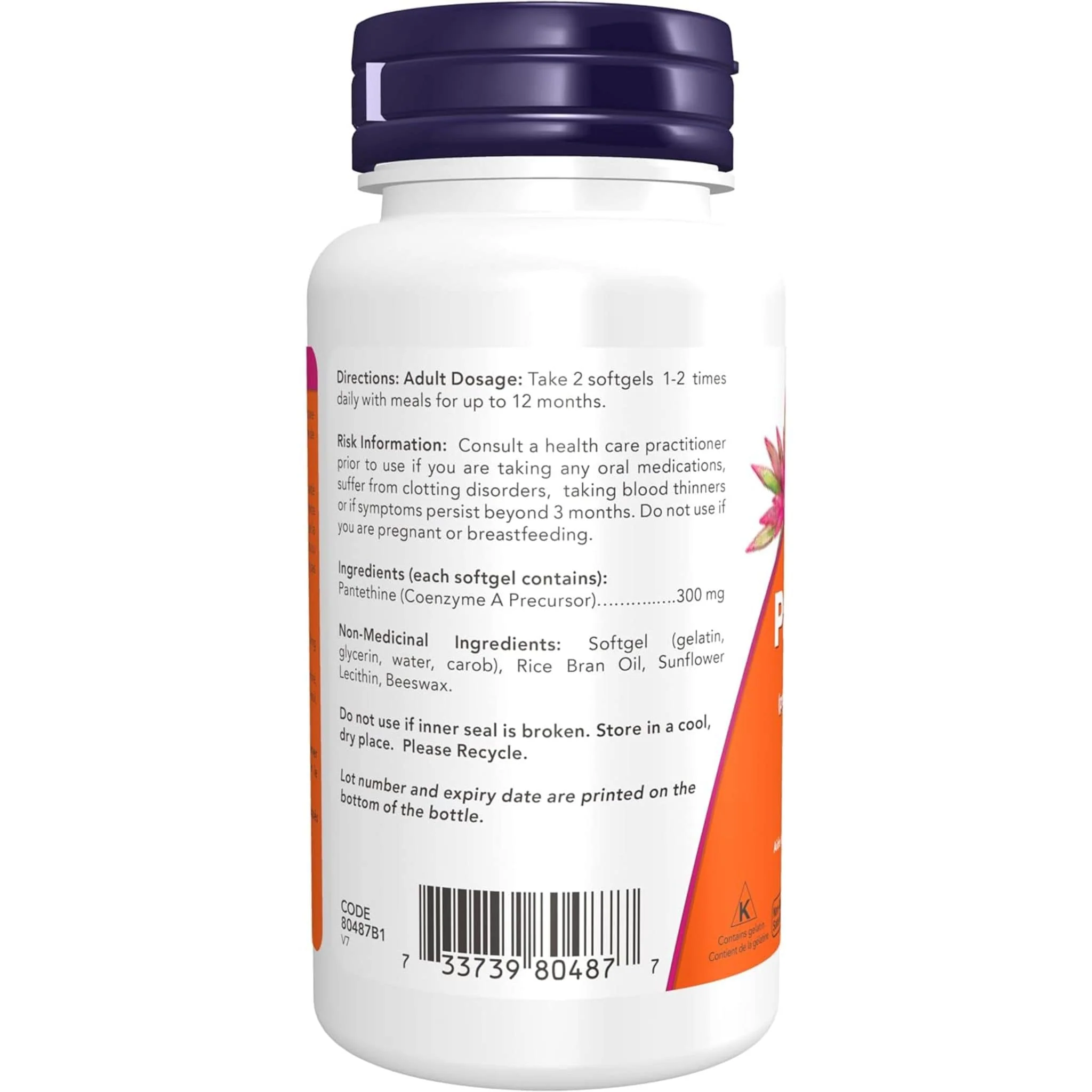 NOW Pantethine 300mg (Coenzyme A), 60 Softgels - Image 3