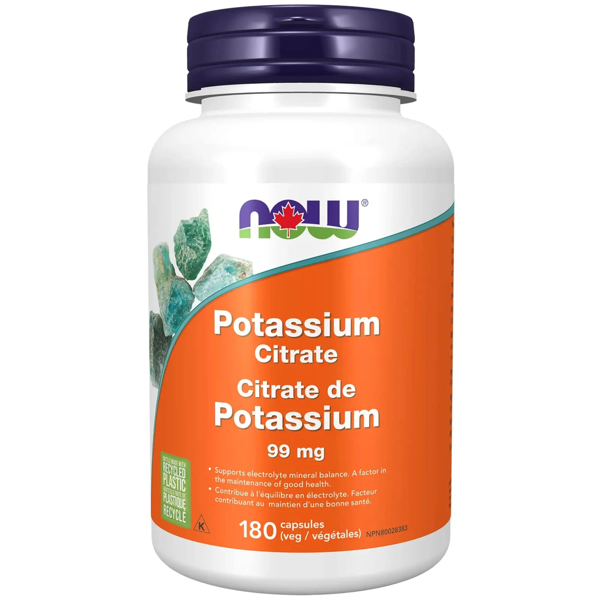 NOW Potassium Citrate 99mg, 180 Capsules