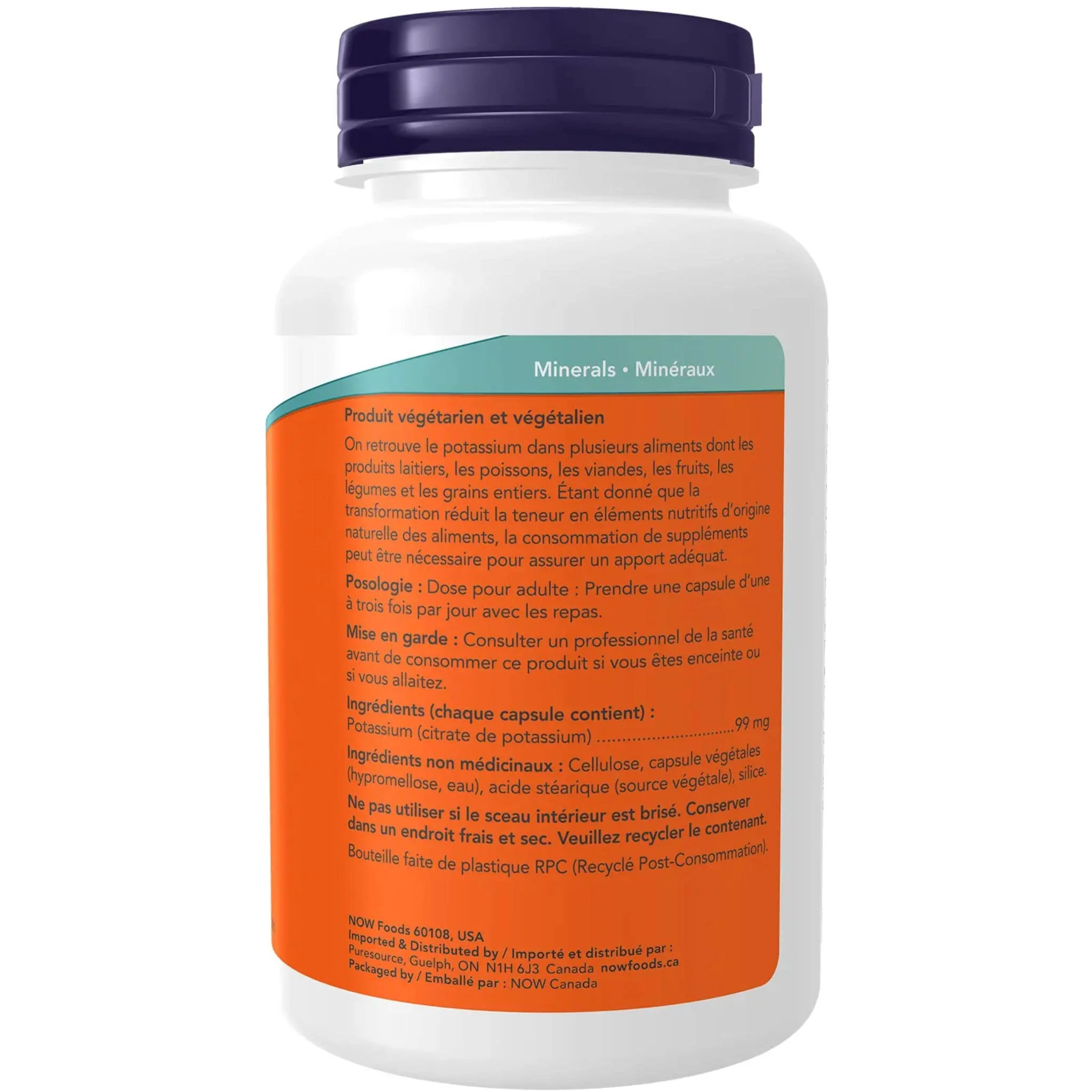 NOW Potassium Citrate 99mg, 180 Capsules - Image 3