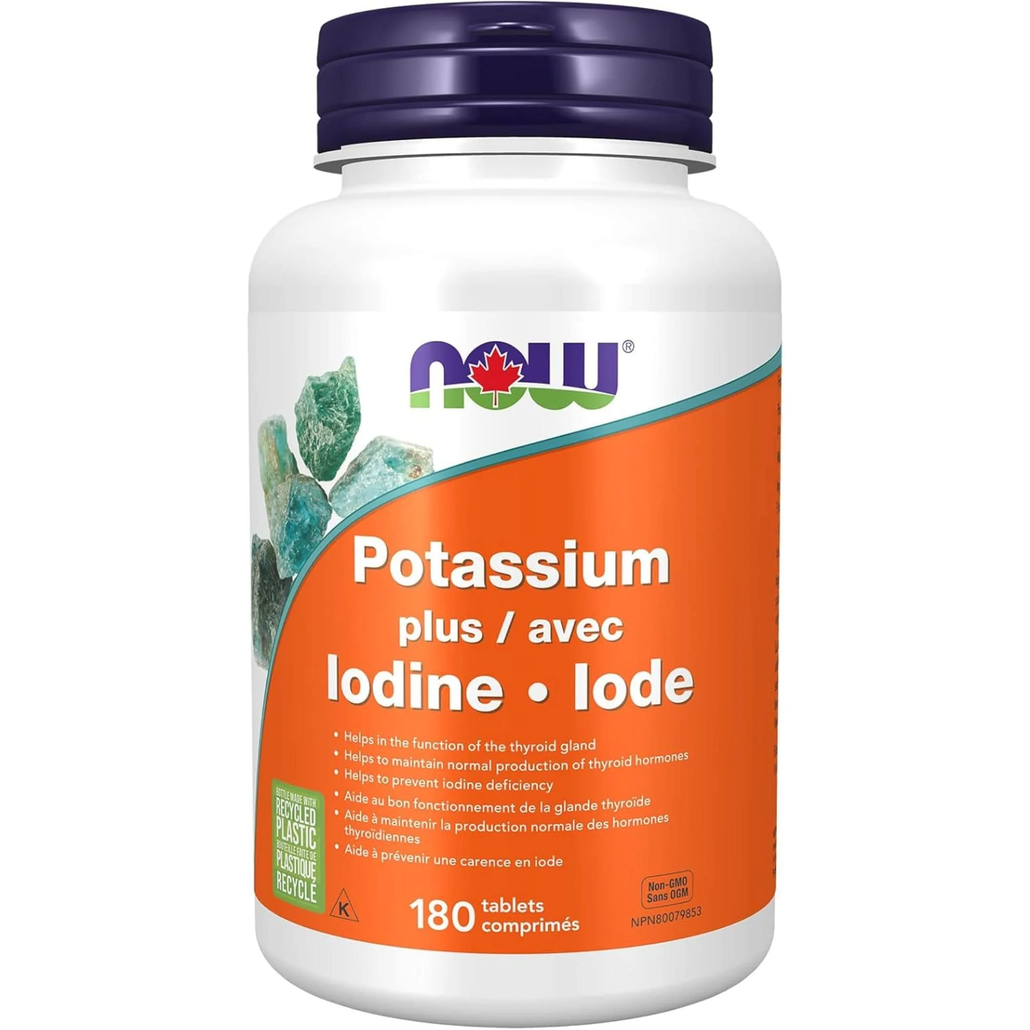 NOW Potassium Iodine Plus 225mcg, 180 Tablets