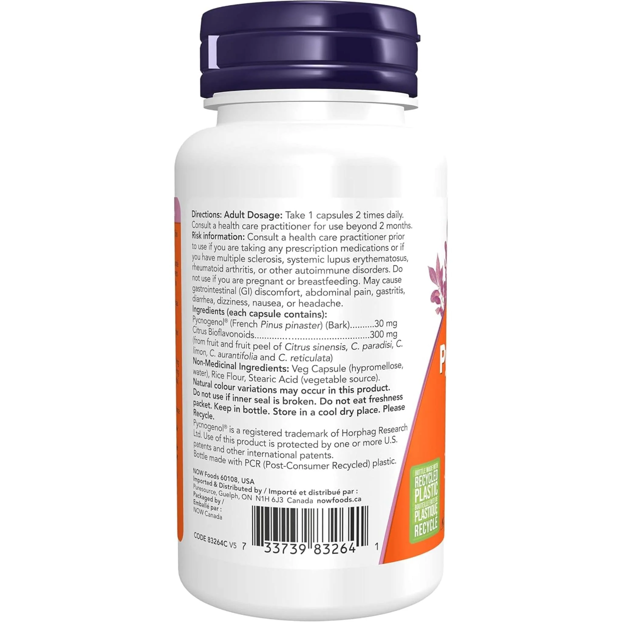 NOW Pycnogenol 30mg, 60 Capsules - Image 3