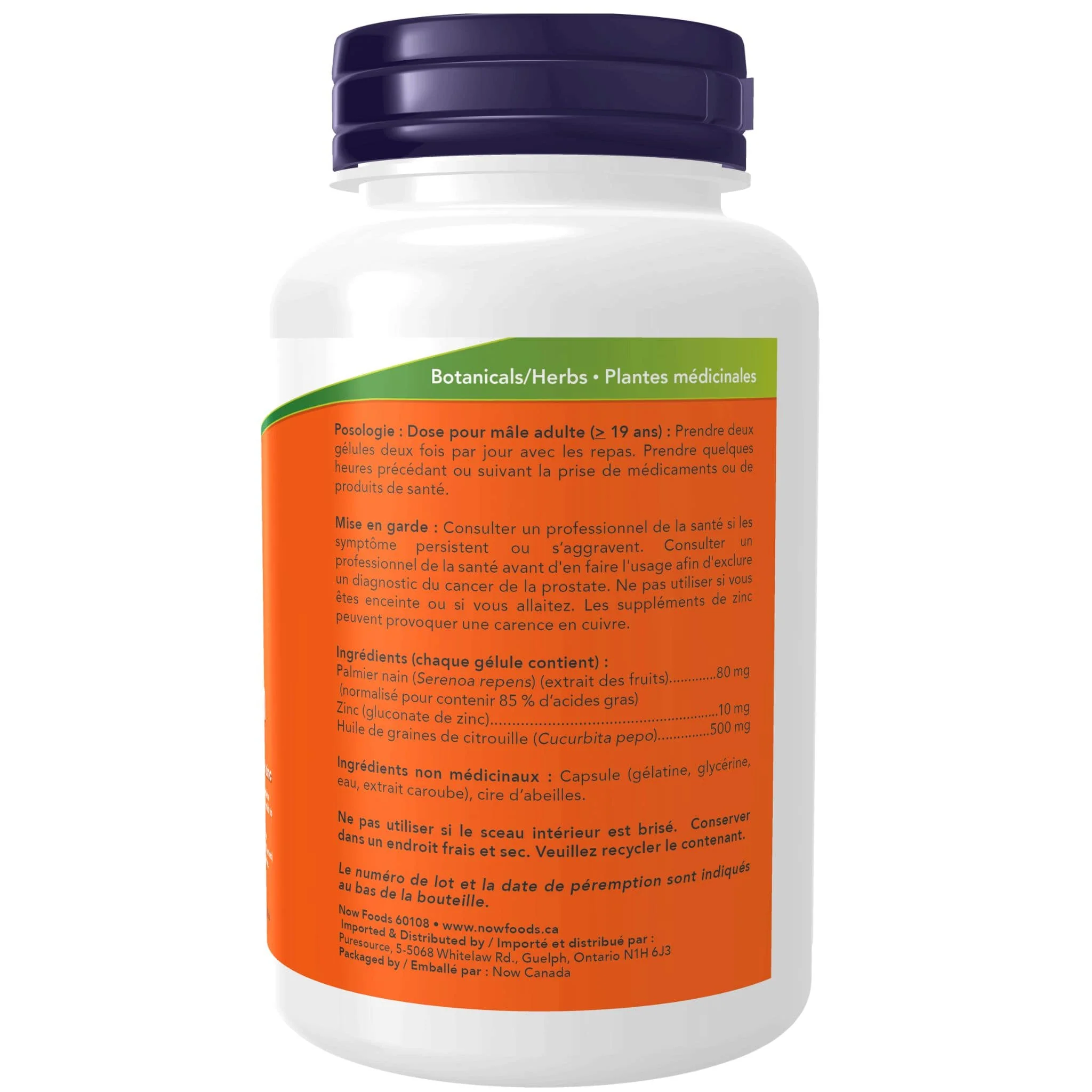 NOW Saw Palmetto Extract 80mg with Pumpkin Seed Oil and Zinc, 90 Softgels - Image 2