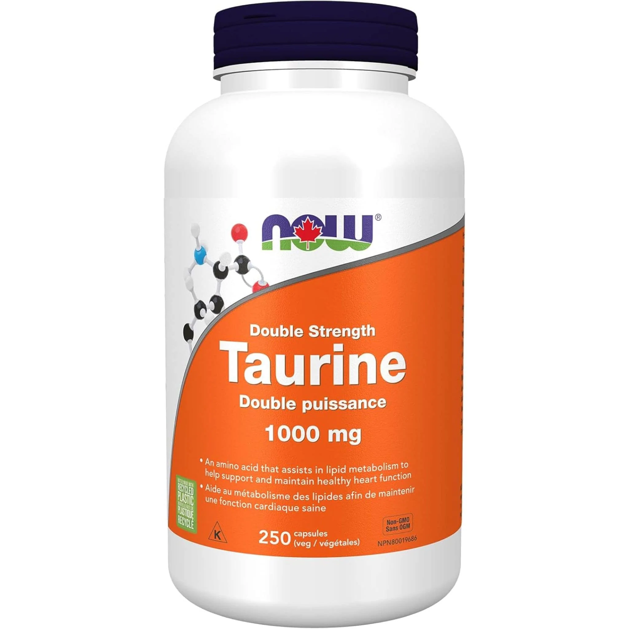 NOW Taurine 1000mg Capsules (Double Strength) - Image 5