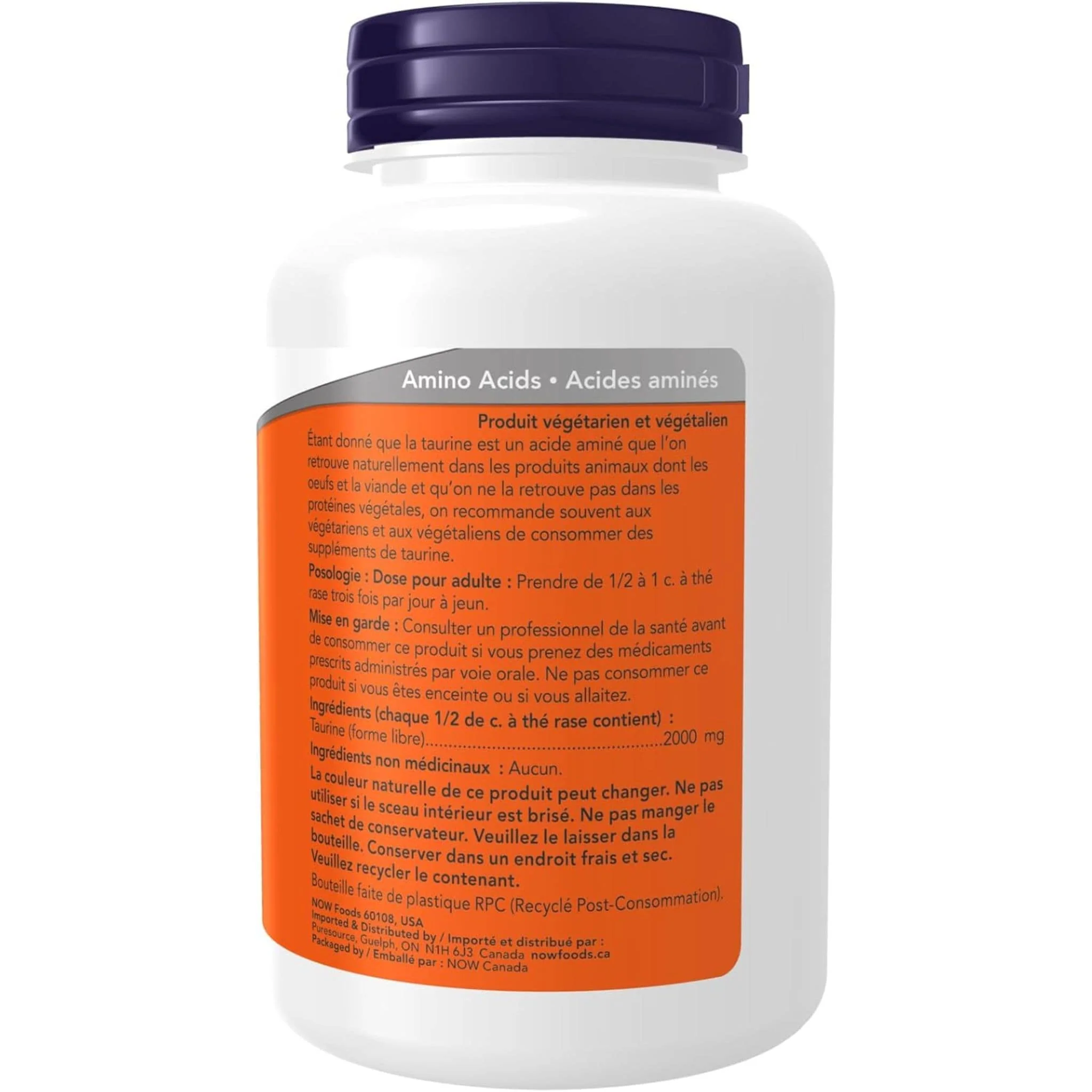 NOW Taurine Powder (100% Pure and Non-GMO), 227g - Image 4