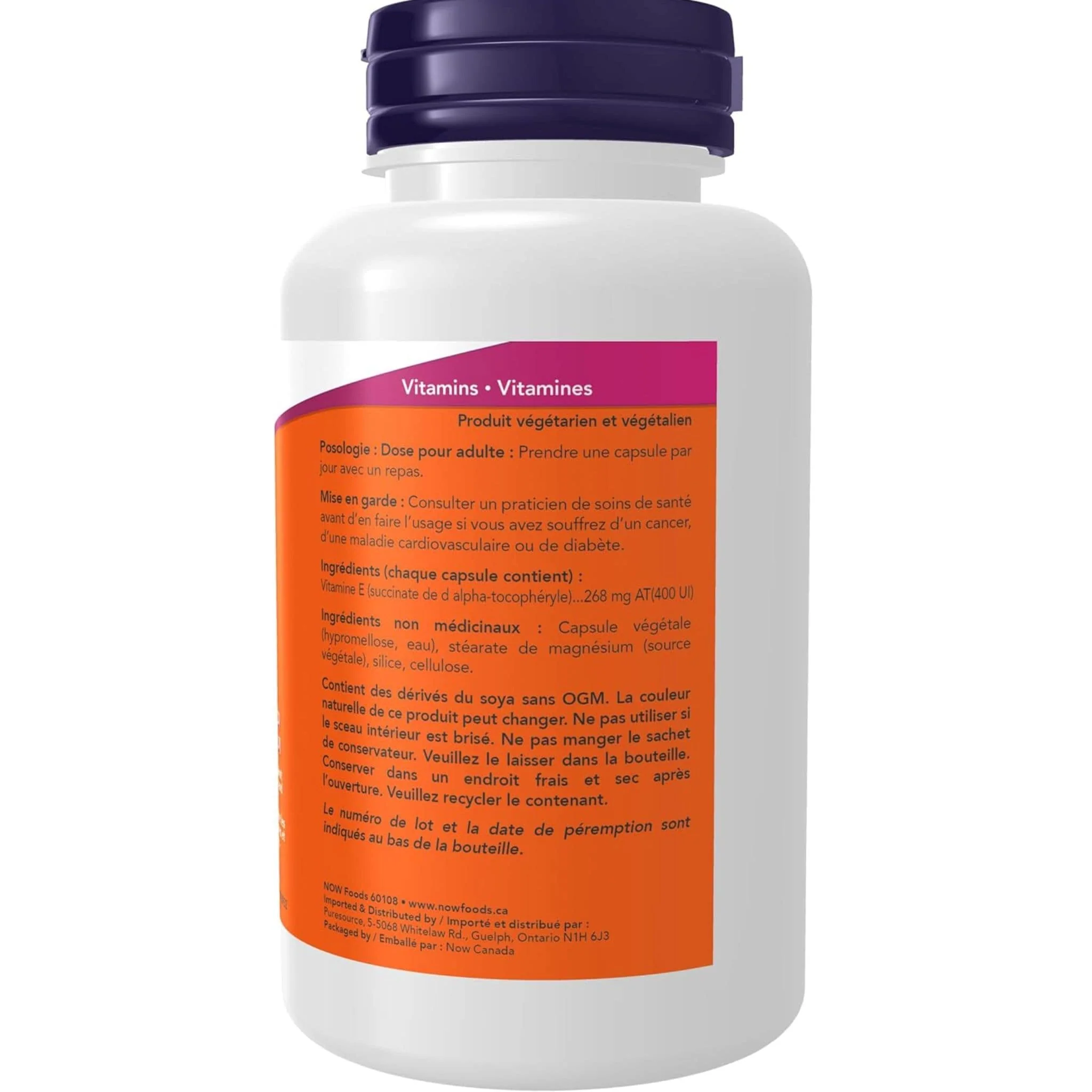NOW Vegetarian Dry Vitamin E-400 IU, 100 Capsules - Image 4