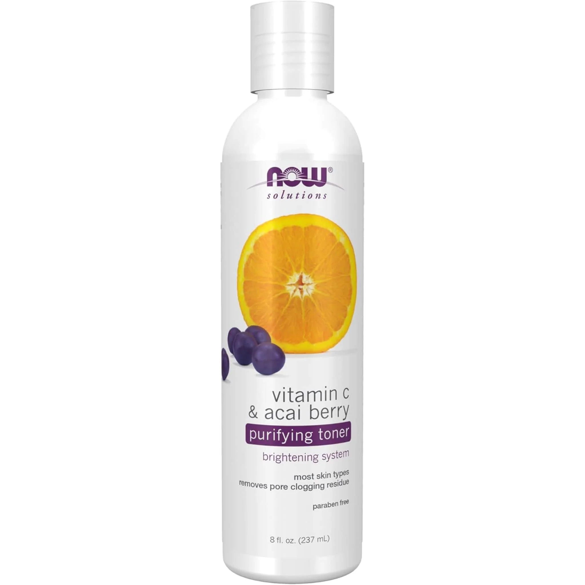 NOW Vitamin C & Acai Purifying Toner, Paraben Free, 237g - Image 2