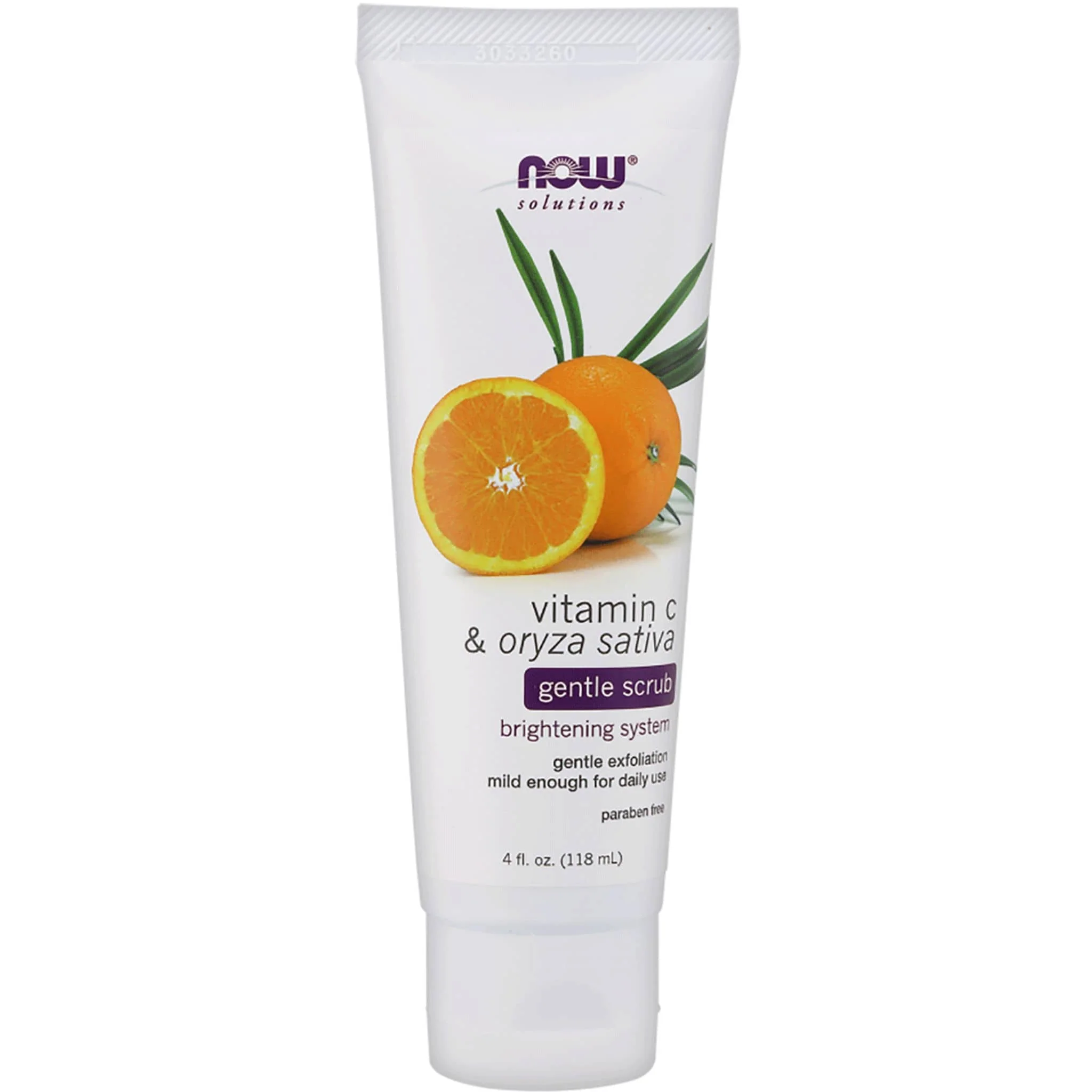 NOW Vitamin C & Oryza Sativa (Rice) Gentle Scrub, Paraben Free, 118ml - Image 2