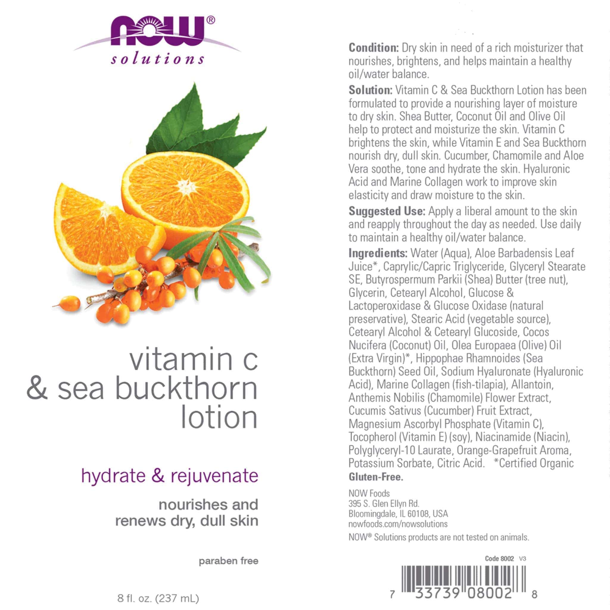 NOW Vitamin C & Sea Buckthorn Lotion, 237ml - Image 2