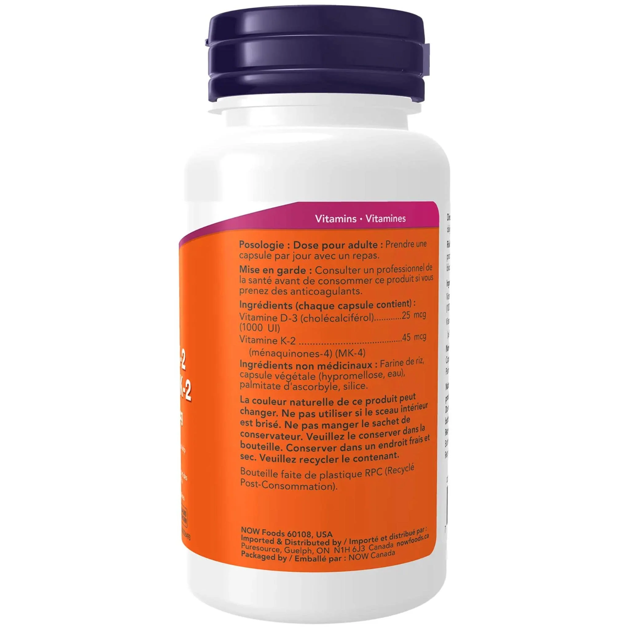NOW Vitamin D3 & K2, 1000IU & 45mcg, 120 Vcaps - Image 3