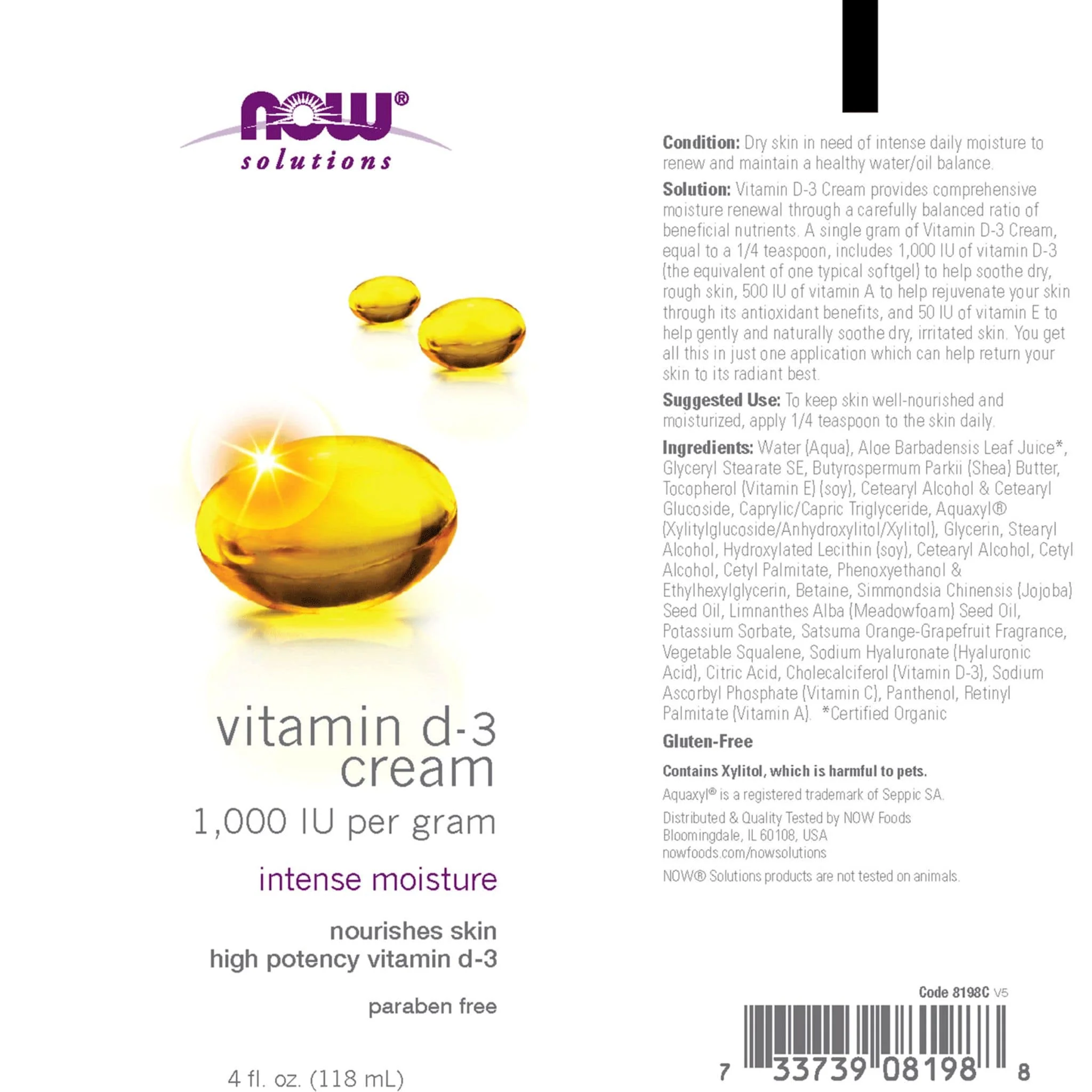 NOW Vitamin D3 Cream, 118ml - Image 3