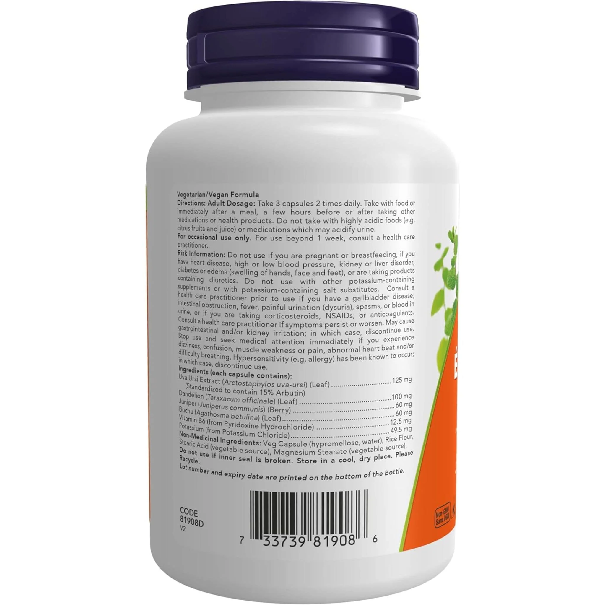NOW Water Out, Herbal Diuretic, 100 V-Caps - Image 2