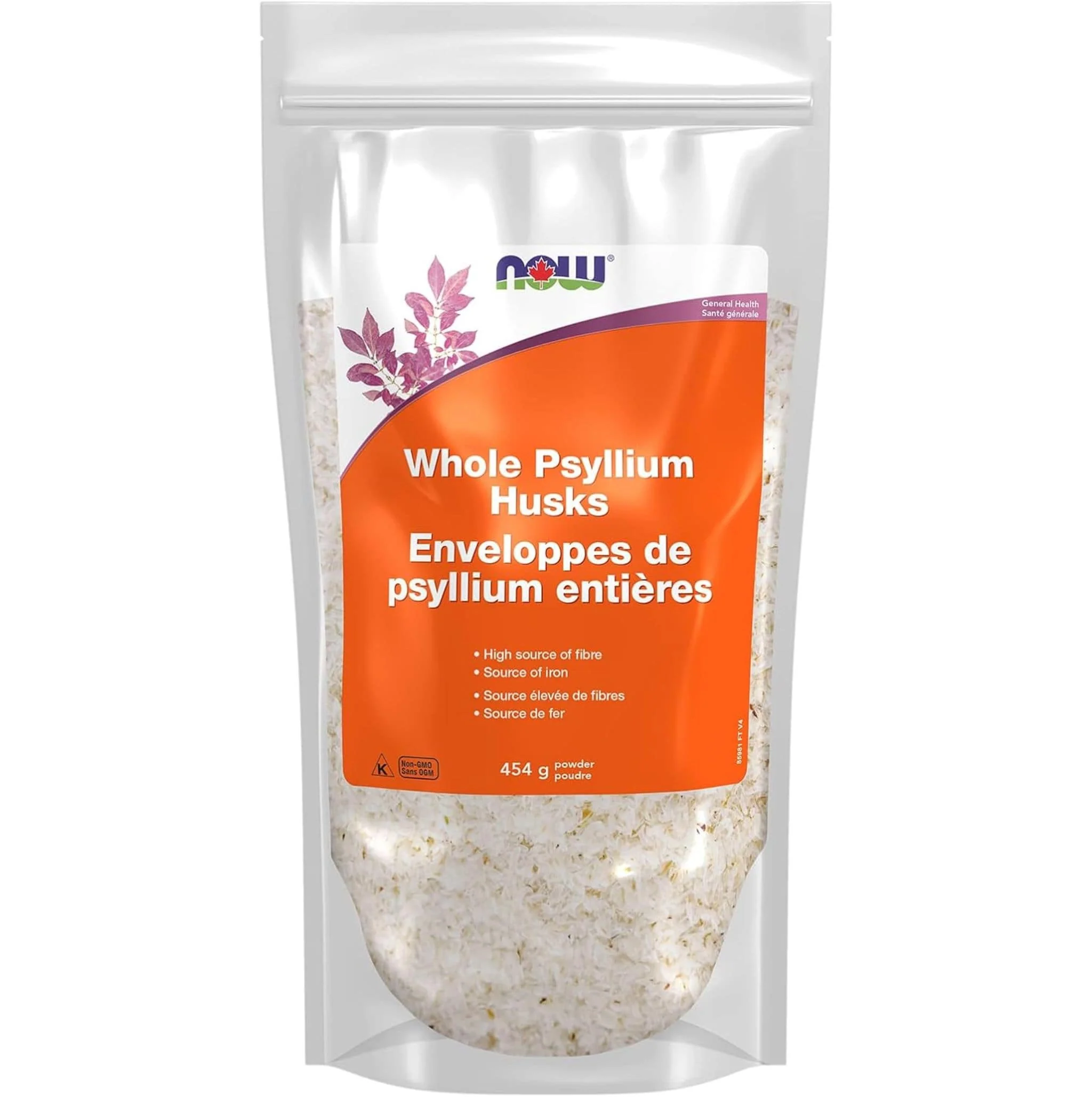 NOW Whole Psyllium Husks Powder, High in Soluble Fibre, Helps Maintain Healthy Gastrointestinal Function, 454g