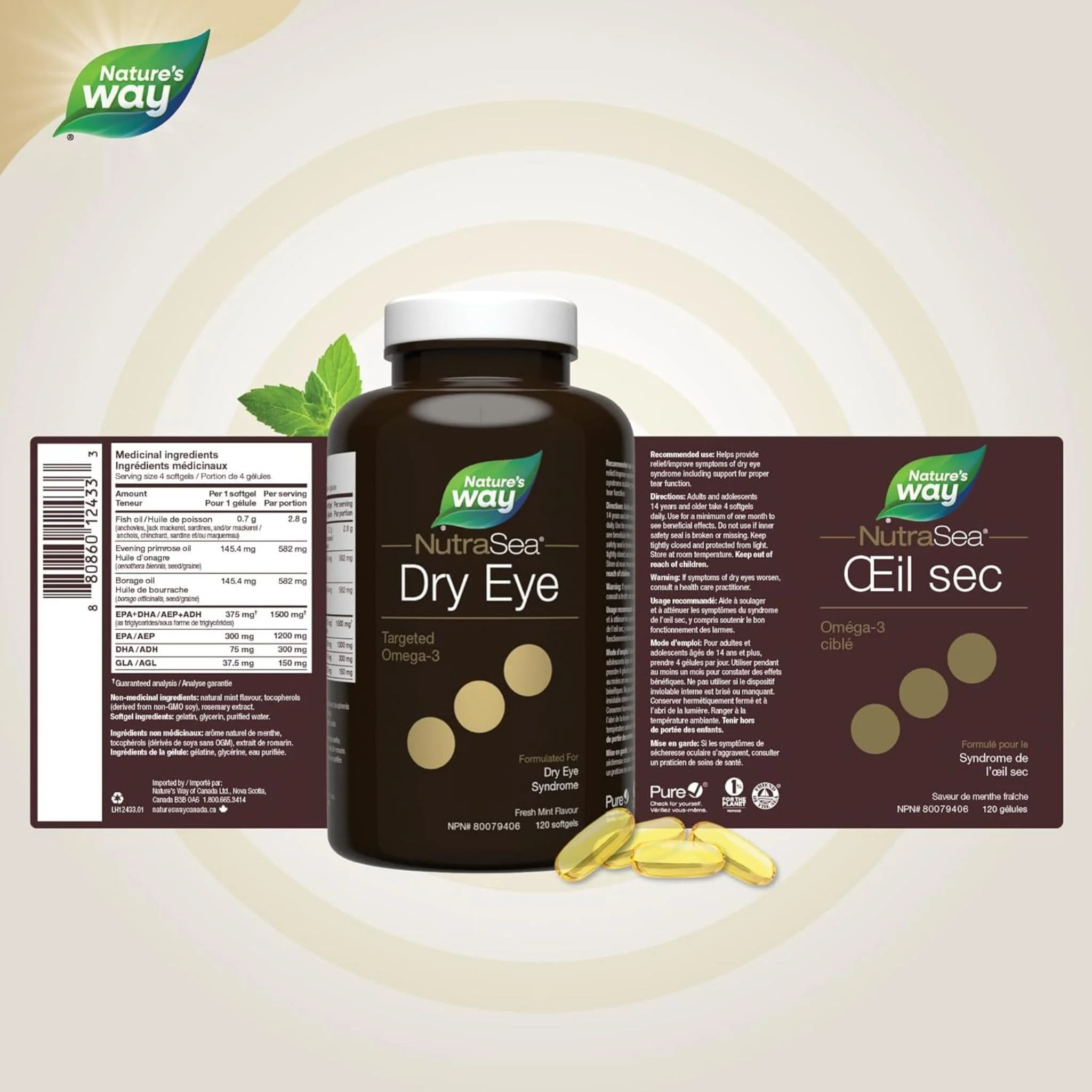 NutraSea Dry Eye Targeted Omega-3 (EPA, DHA, GLA), 120 Softgels (New!) - Image 2