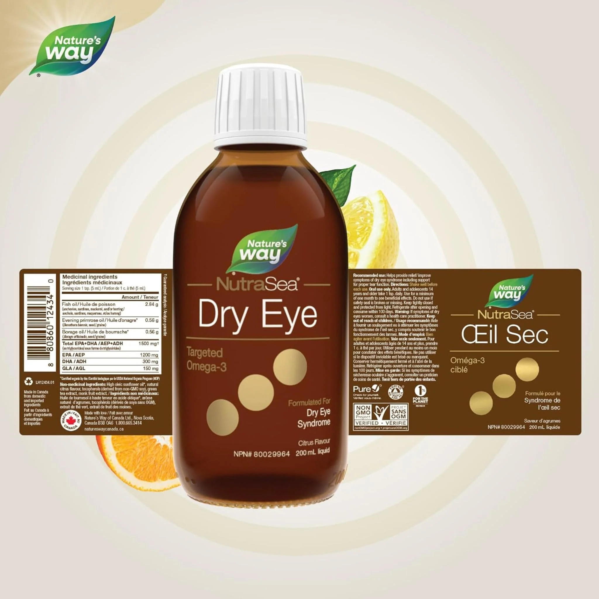 NutraSea Dry Eye Targeted Omega-3 (EPA, DHA, GLA), 200ml (New!) - Image 2