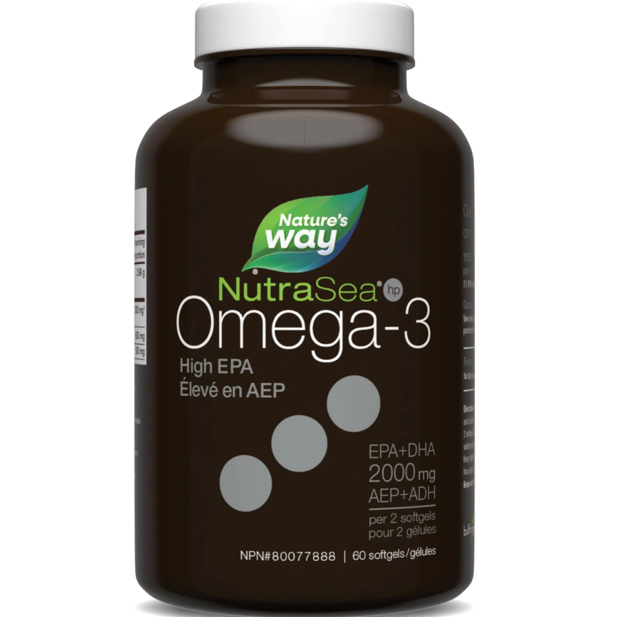 NutraSea HP Omega-3 Extra Strength EPA Fish Oil, Fresh Mint, 60 Liquid Softgels