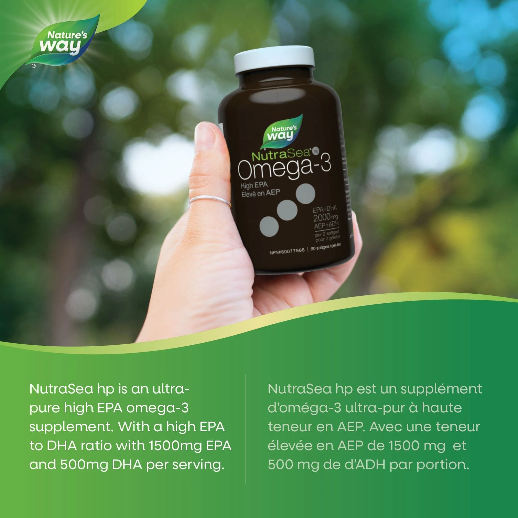 NutraSea HP Omega-3 Extra Strength EPA Fish Oil, Fresh Mint, 60 Liquid Softgels - Image 3