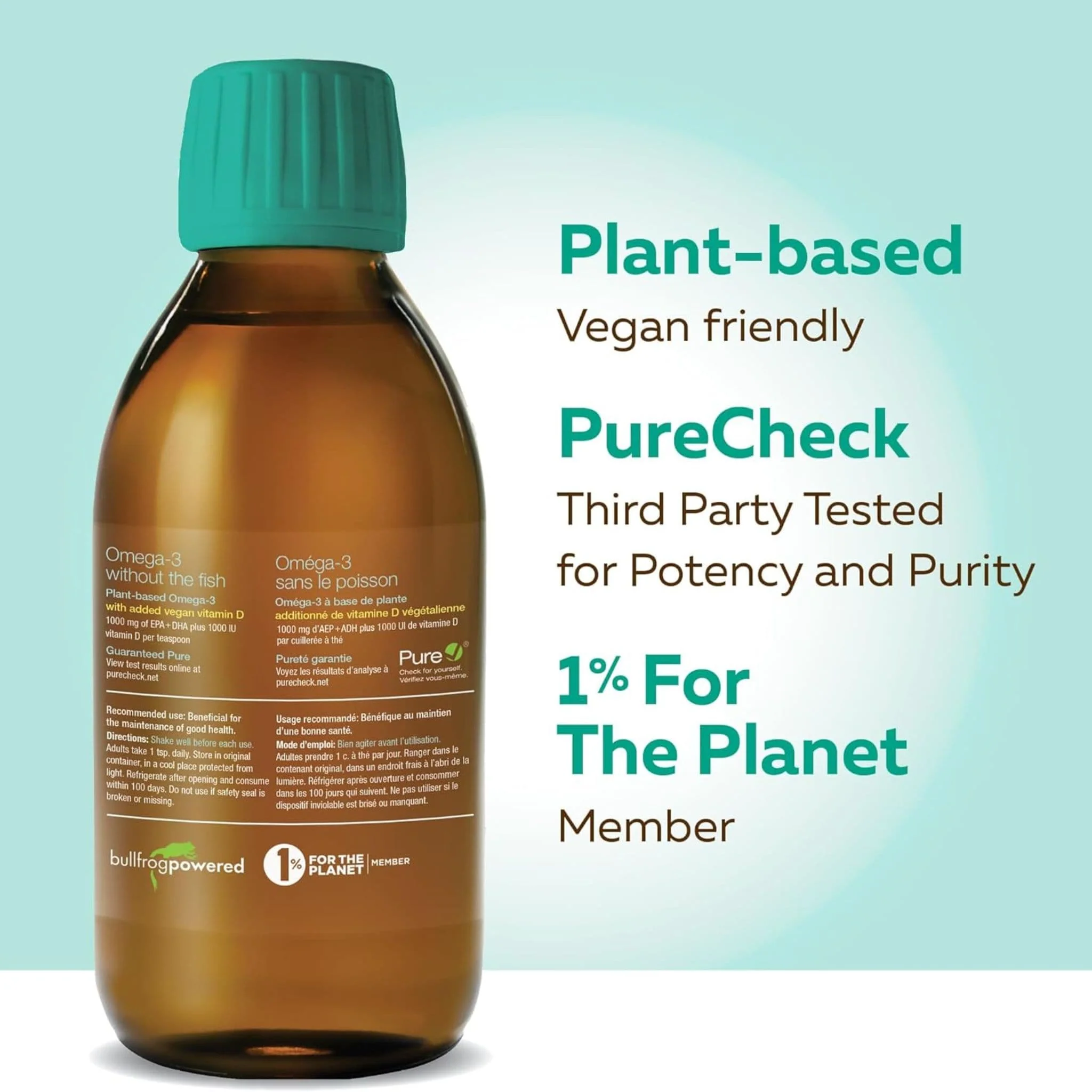 NutraSea NutraVege Omega-3 +D (Plant Based) Extra Strength Liquid, 200ml - Image 3