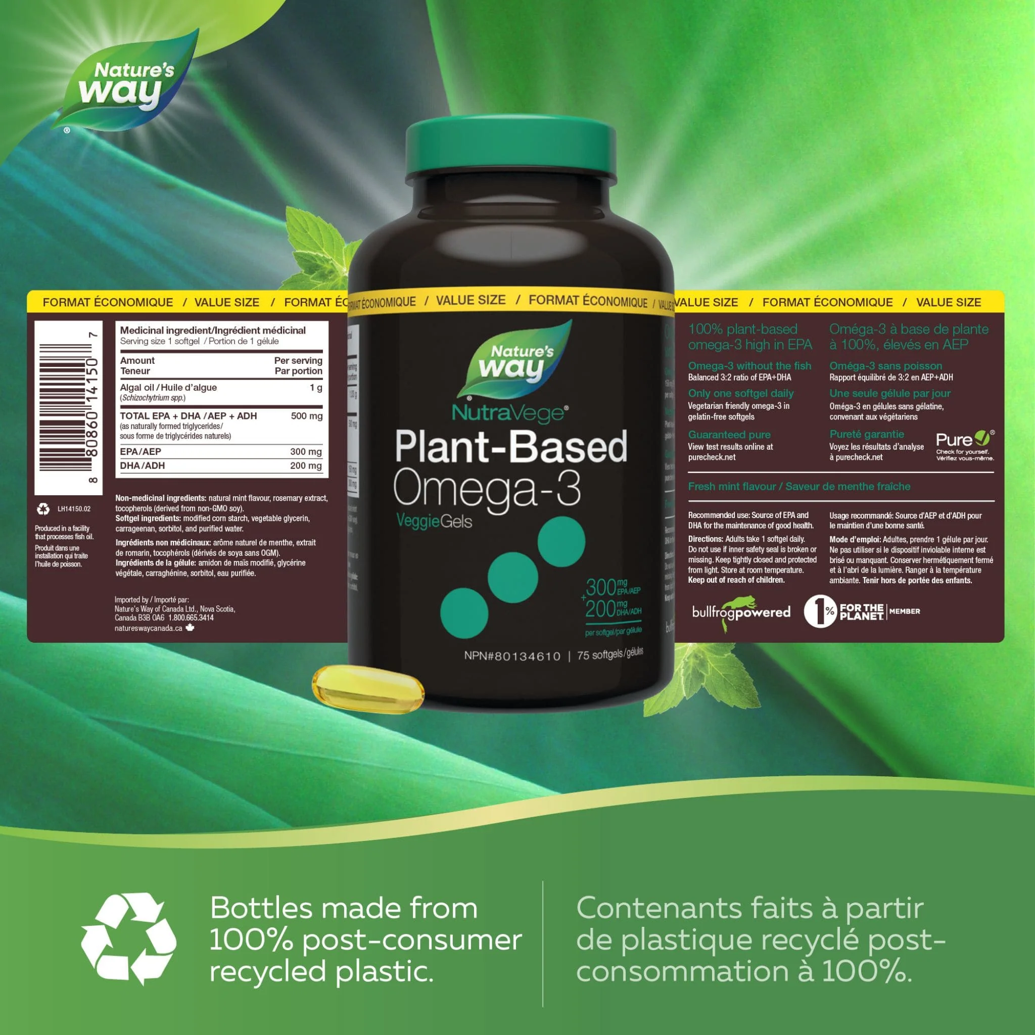 NutraSea NutraVege Omega-3 Plant Liquid Gels - Image 2