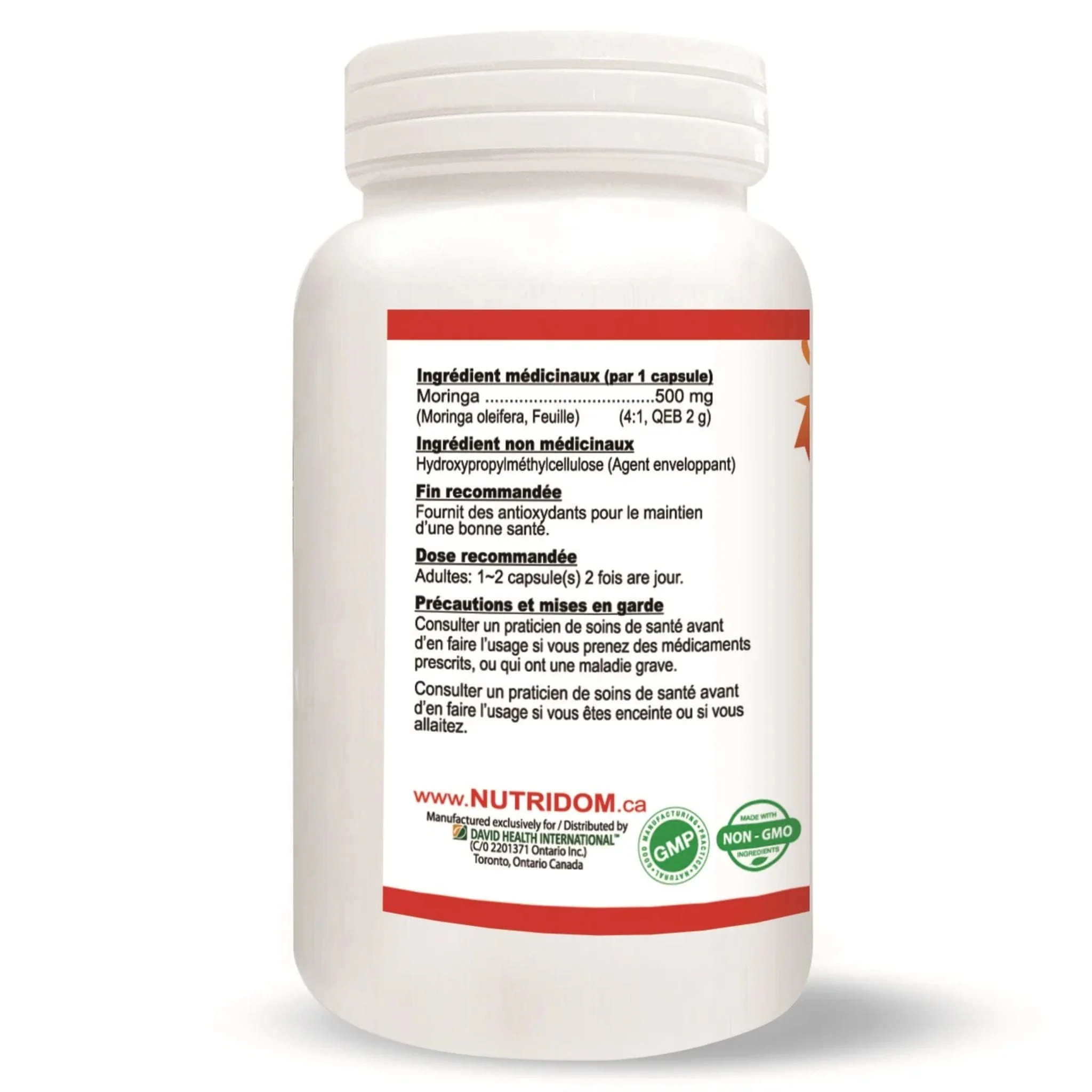 Nutridom Moringa Leaf Extract 500mg 4X Concentrated, 120 Vegetable Capsules - Image 3