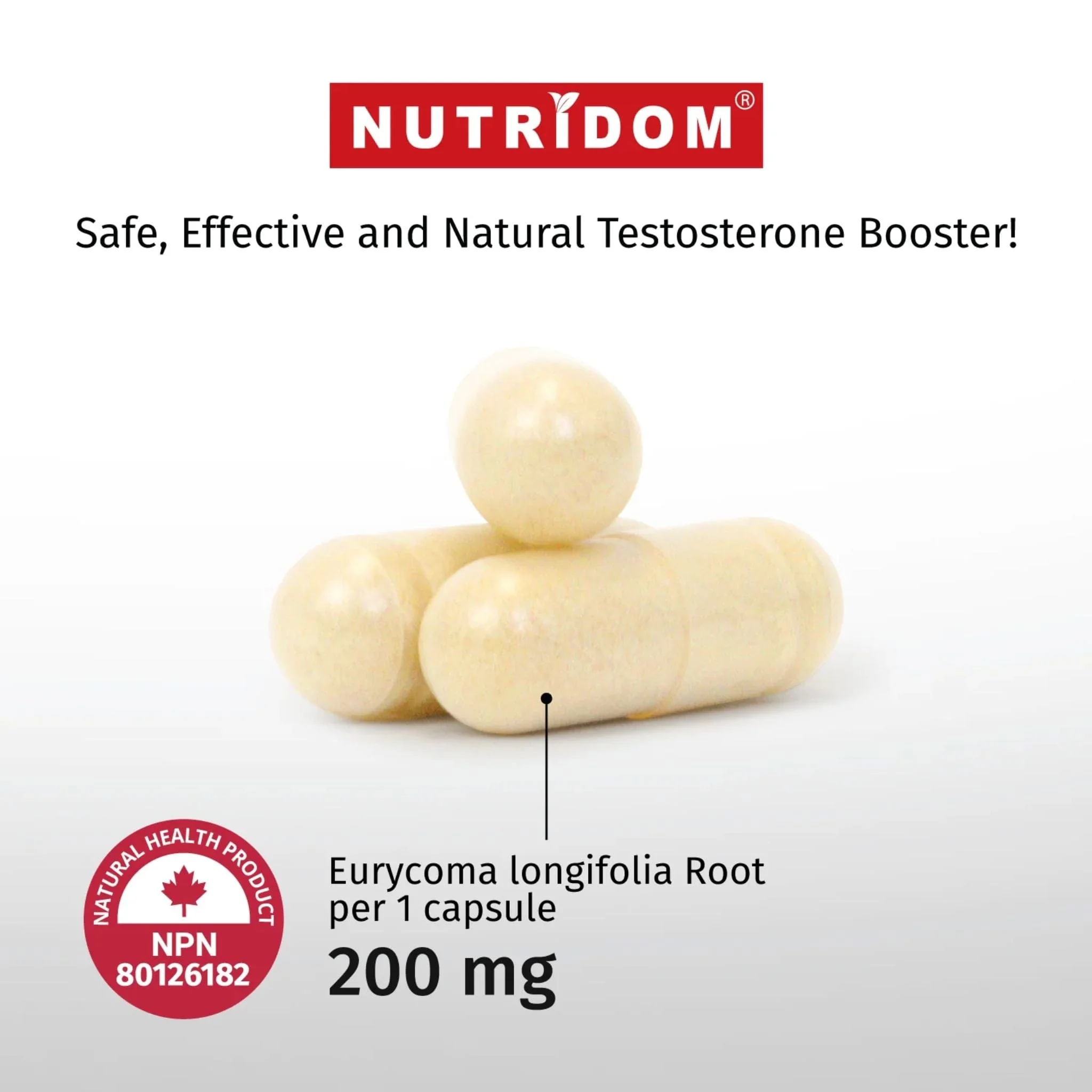 Nutridom Tongkat Ali 200mg, Promotes Testosterone,  60 Vegetable Capsules - Image 6