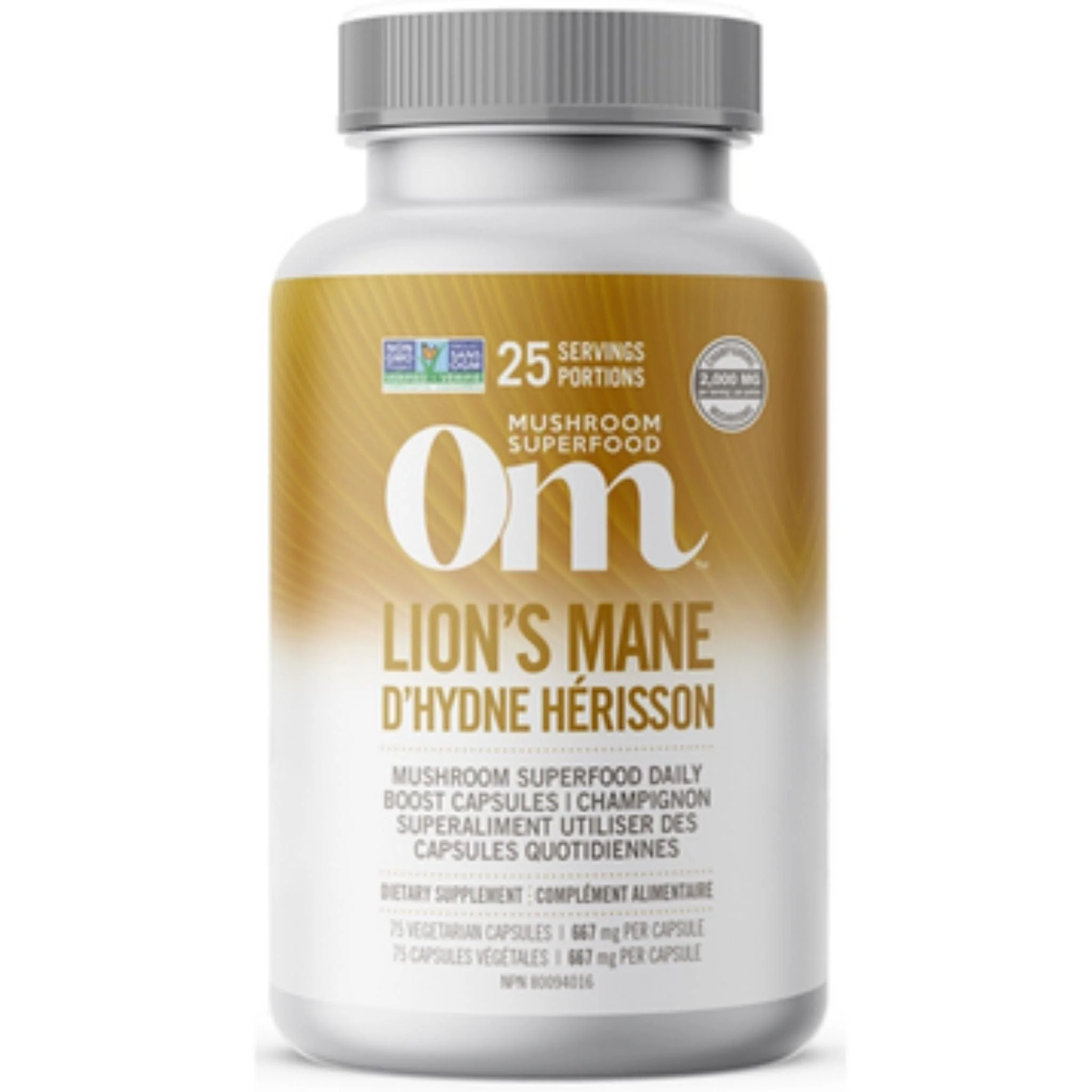 OM Mushroom Organic Lions Mane Mushroom 667mg, 75 Capsules