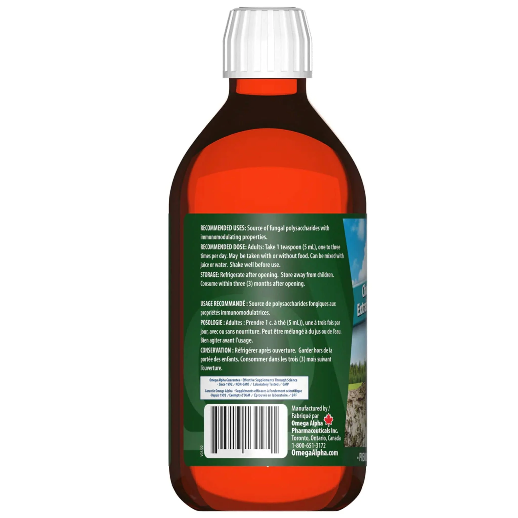 Omega Alpha Chaga Mushroom Liquid Extract 1000mg, Fast Absorbing, Immunomodulating, Contains beta-glucans, No Alcohol or Sweeteners, 250ml - Image 2