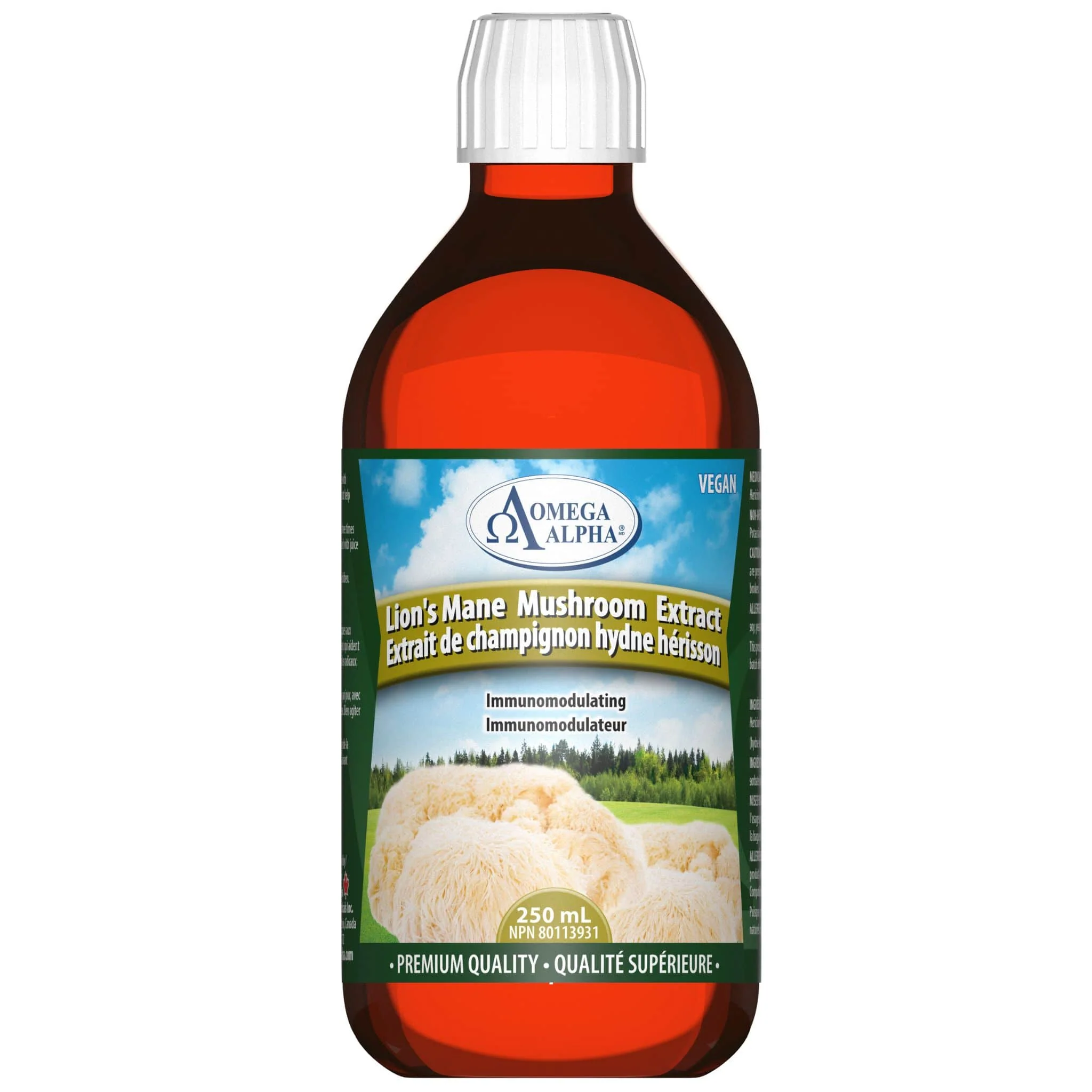 Omega Alpha Lion's Mane Mushroom Liquid Extract 1000mg, Fast Absorbing, No Alcohol or Sweeteners, Immunomodulating, 250ml