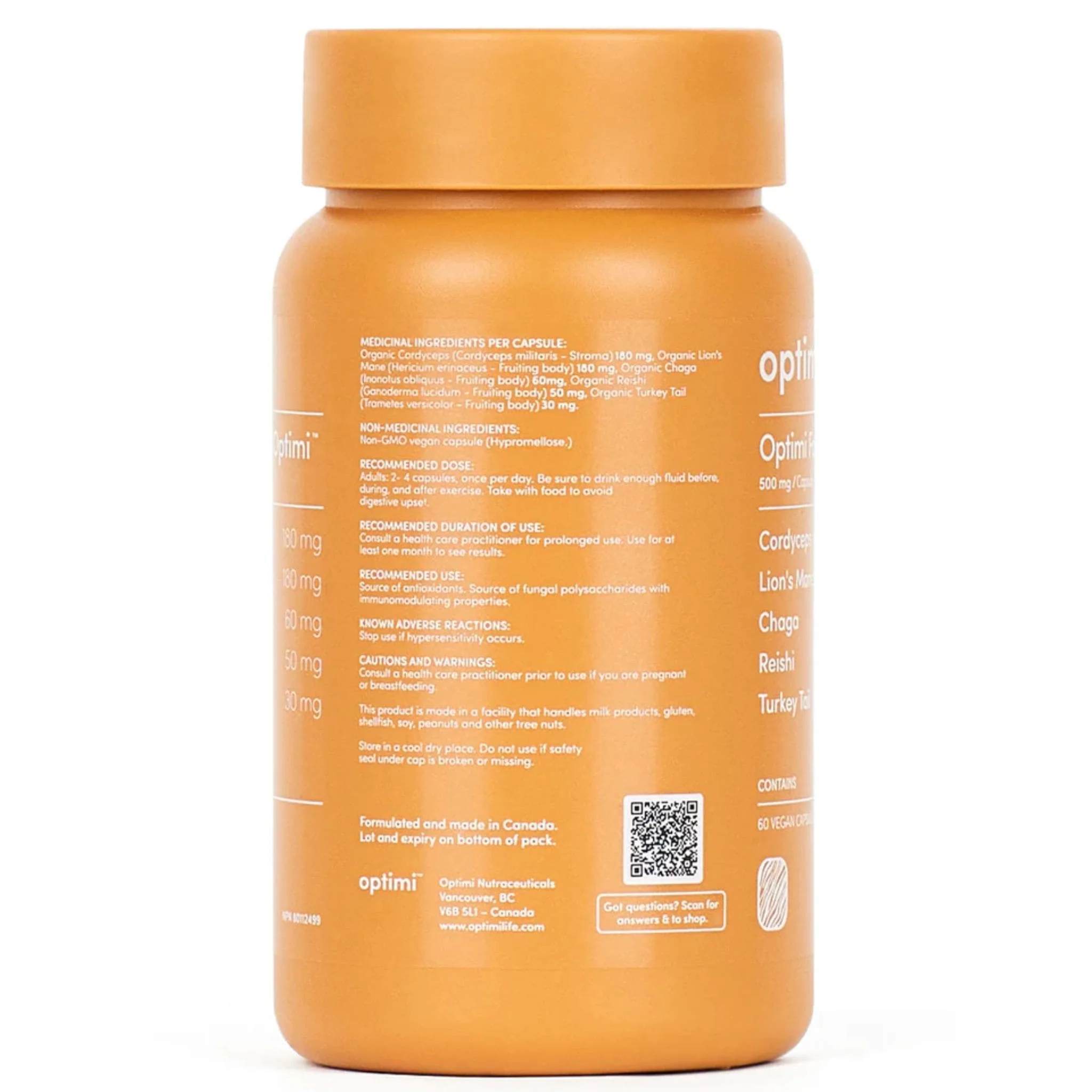 Optimi Formulation with Multi Mushrooms, 60 Vegetable Capsules - Image 2