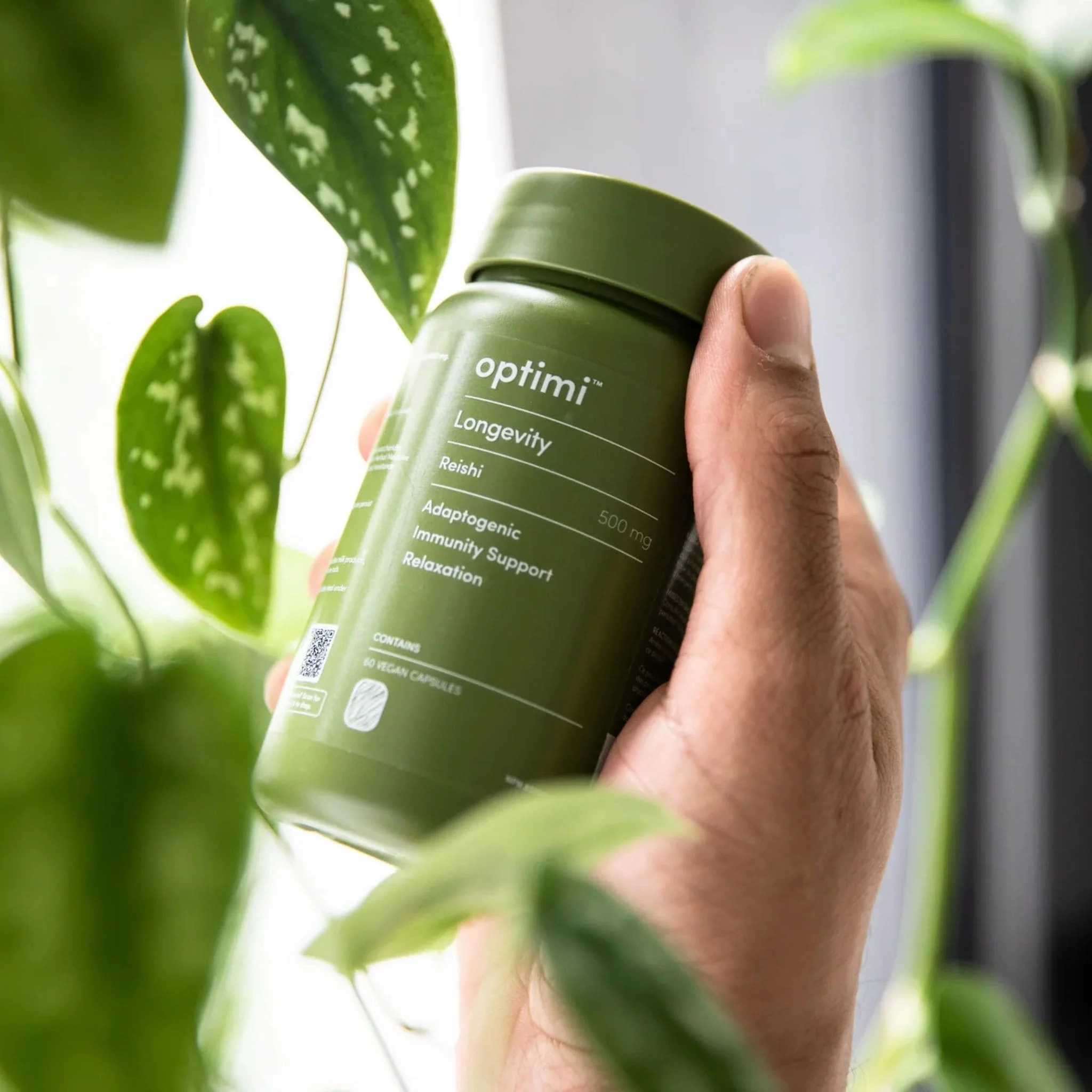 Optimi Longevity with Reishi 500mg, 60 Vegetable Capsules - Image 2