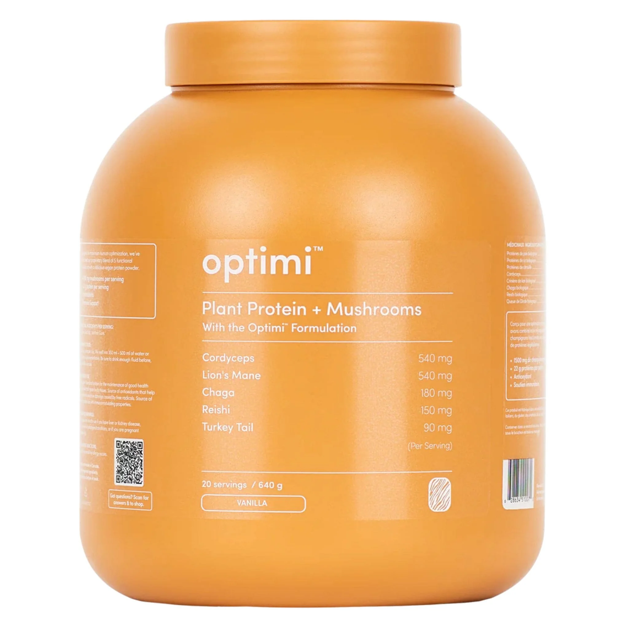 Optimi Plant Protein Powder + Mushroom Protein Powder, Vegan, Organic Ingredients, 640g