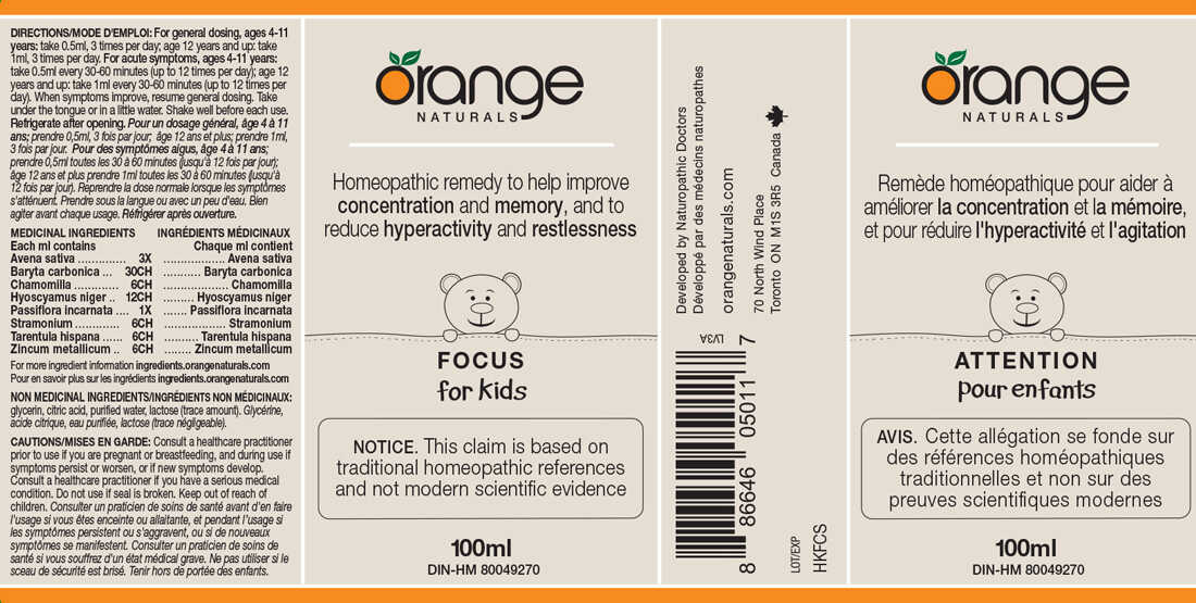 Orange Naturals Focus (for kids) Homeopathic Remedy, 100ml - Image 2