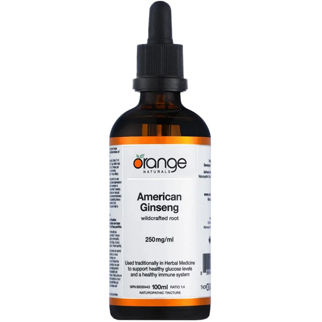Orange Naturals Ginseng 250mg (American Panax), 100ml Tincture