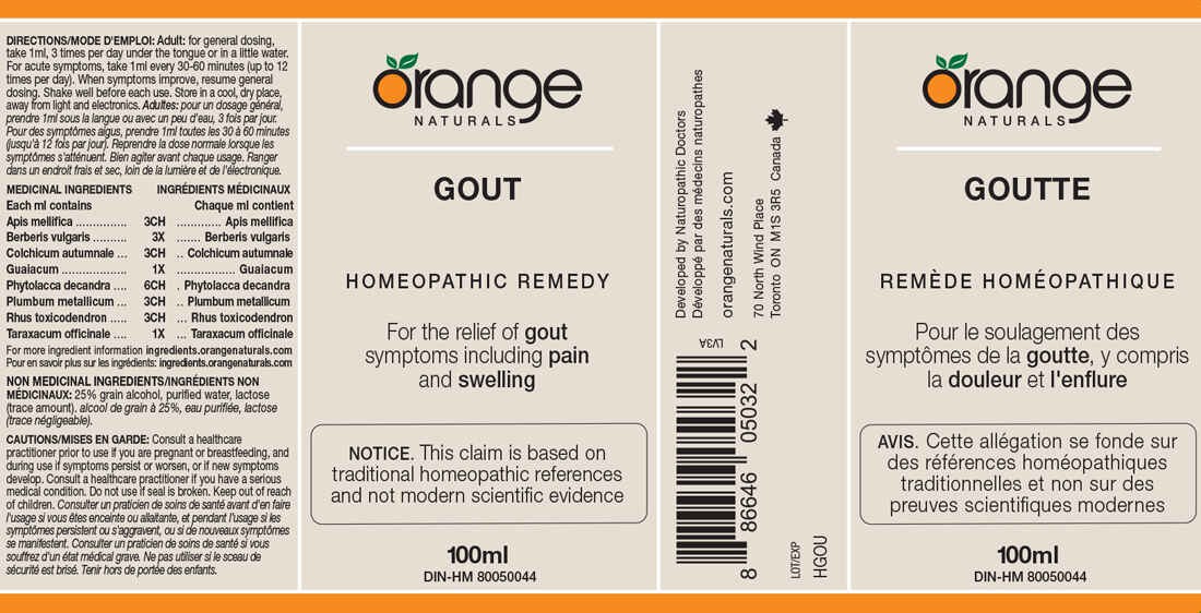 Orange Naturals Gout Homeopathic Remedy, 100ml - Image 2