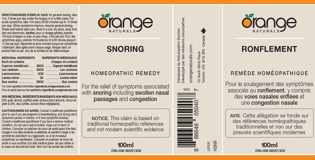 Orange Naturals Snoring Homeopathic Remedy, 100ml - Image 2