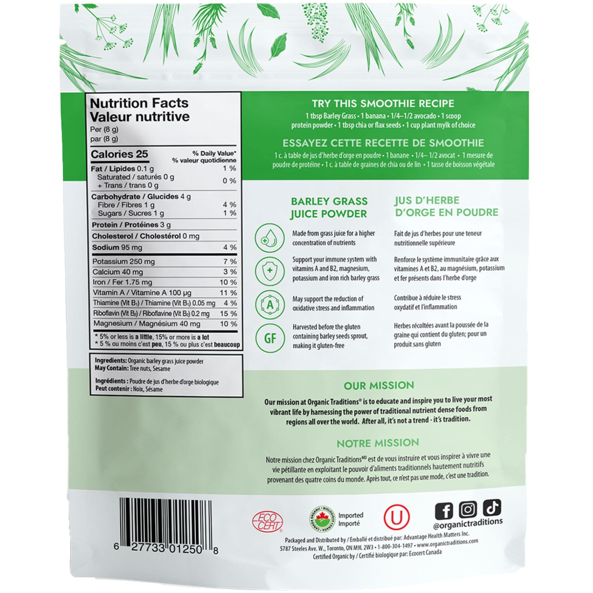 Organic Traditions Barley Grass Juice Powder, 150 g - Image 2