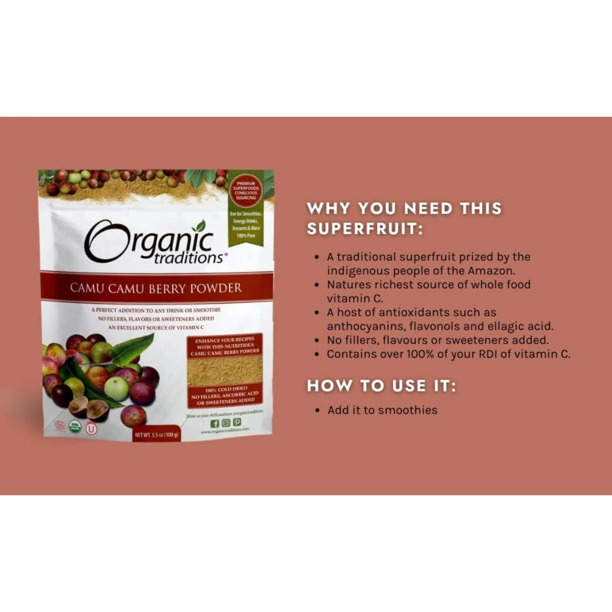 Organic Traditions Camu Camu Berry Powder, 100g - Image 3