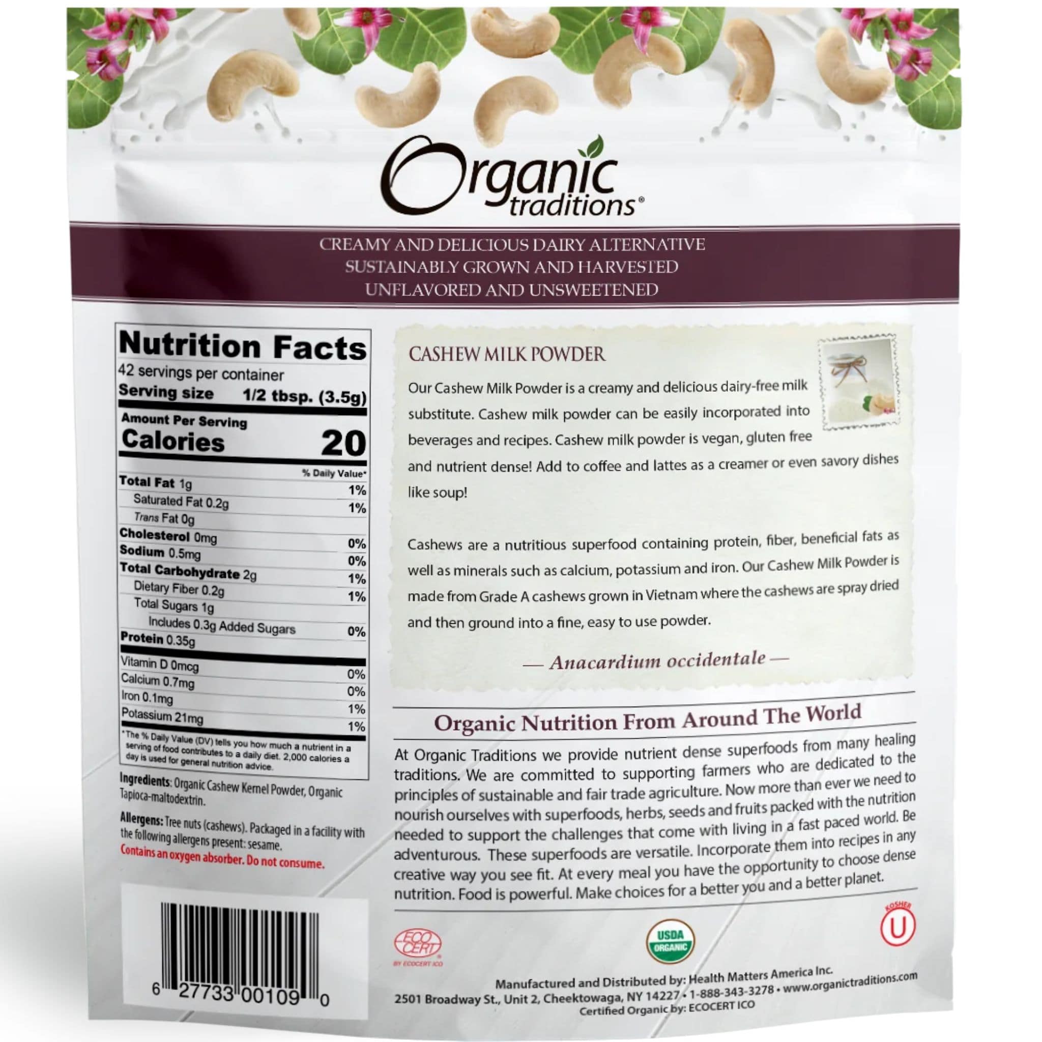 Organic Traditions Cashew Milk Powder (Paleo, Vegan, Dairy and Gluten Free), 150g - Image 2