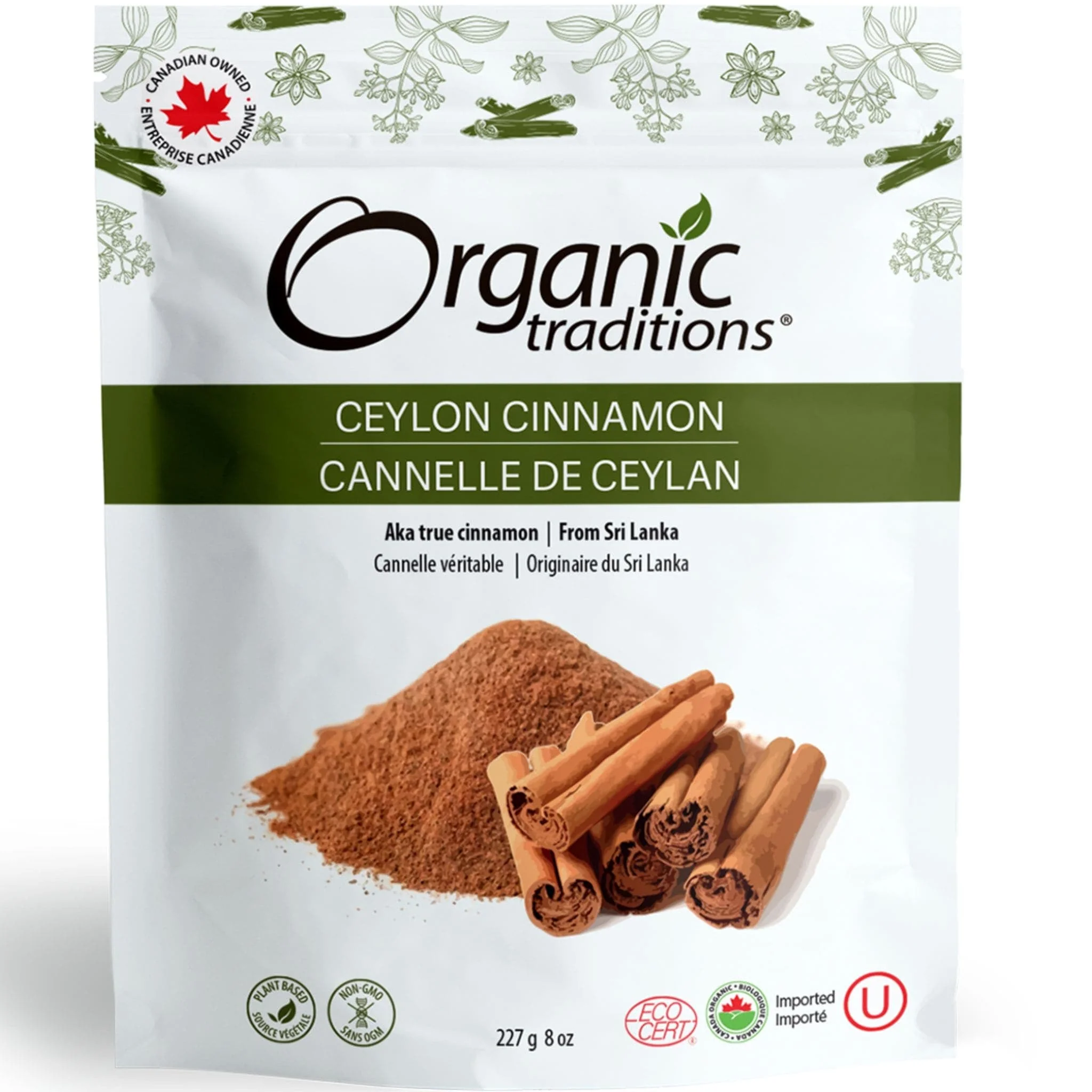 Organic Traditions Ceylon Cinnamon, Sri Lankan True Cinnamon, 227g