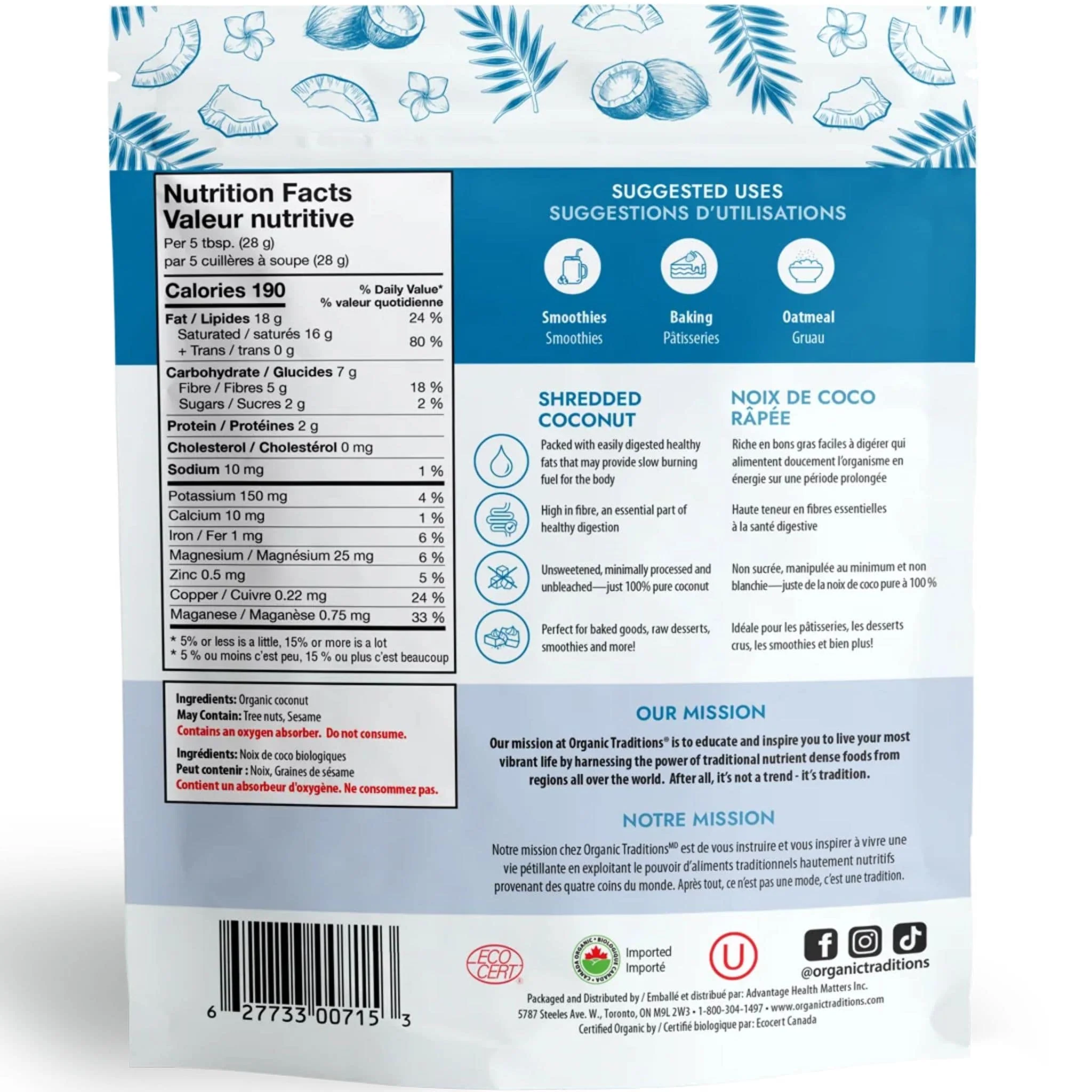 Organic Traditions Organic Shredded Coconut, 190g - Image 2