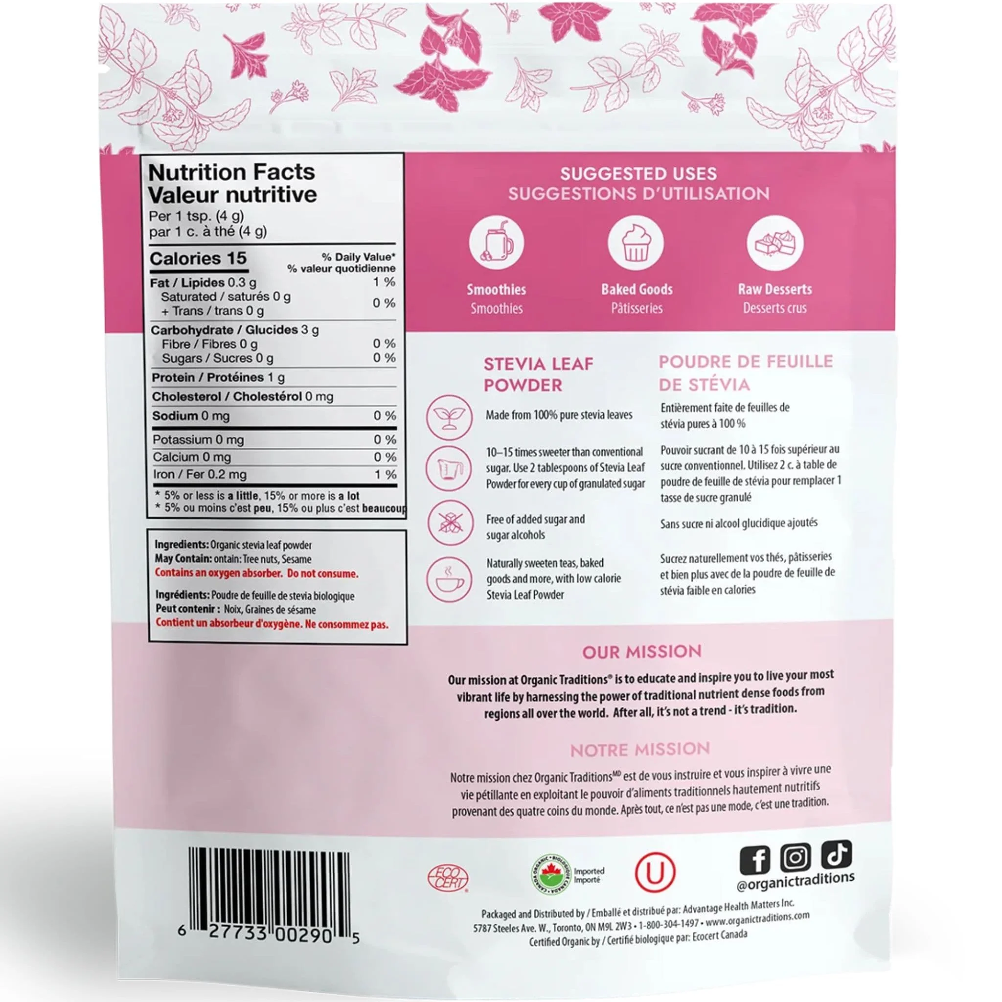 Organic Traditions Stevia Leaf Powder (Sustainably Grown and Harvested), 100g - Image 2