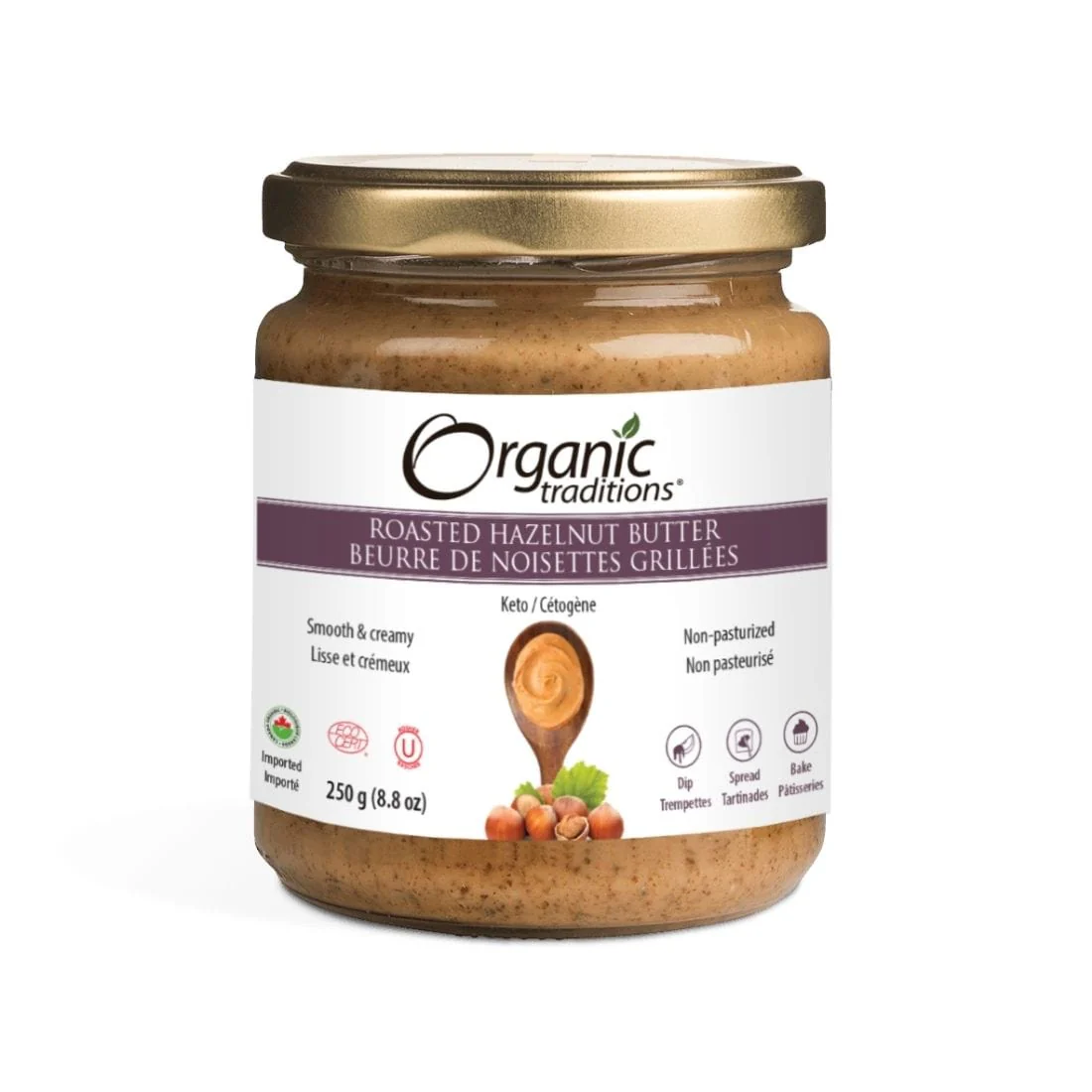 Organic Traditions Hazelnut Butter (Roasted), 250g