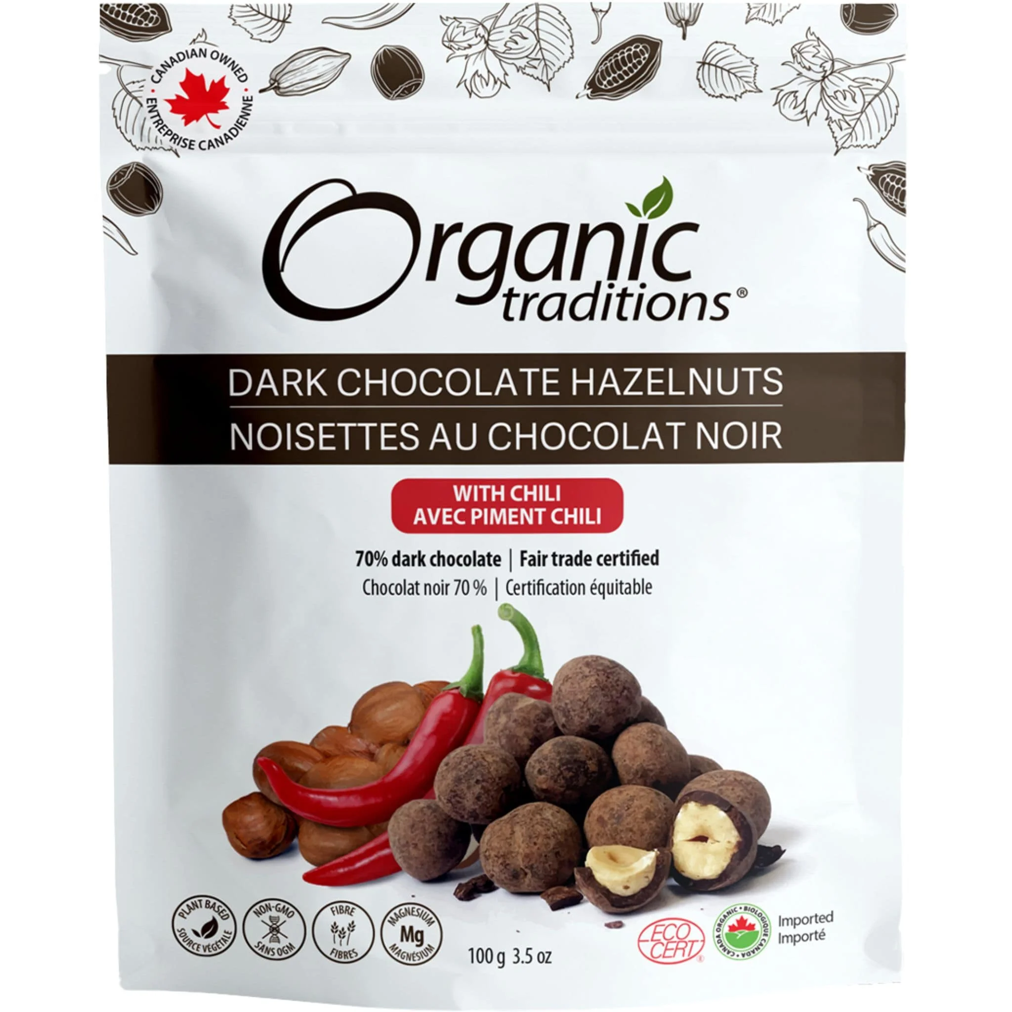 Organic Traditions Organic Dark Chocolate Covered Hazelnuts with Chili
