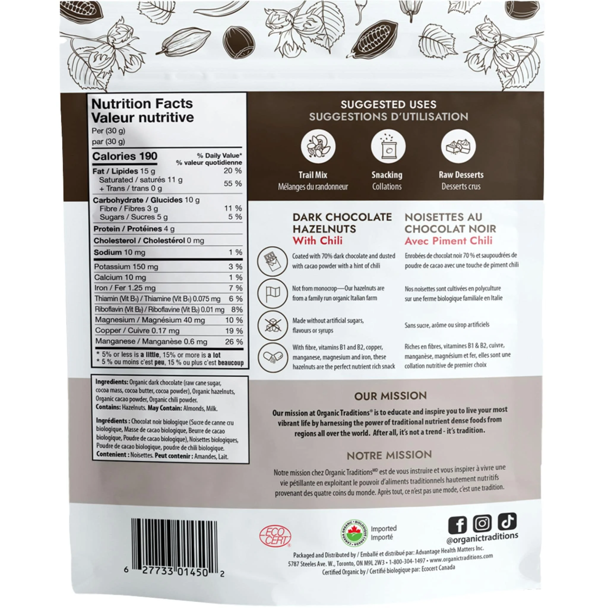 Organic Traditions Organic Dark Chocolate Covered Hazelnuts with Chili - Image 2