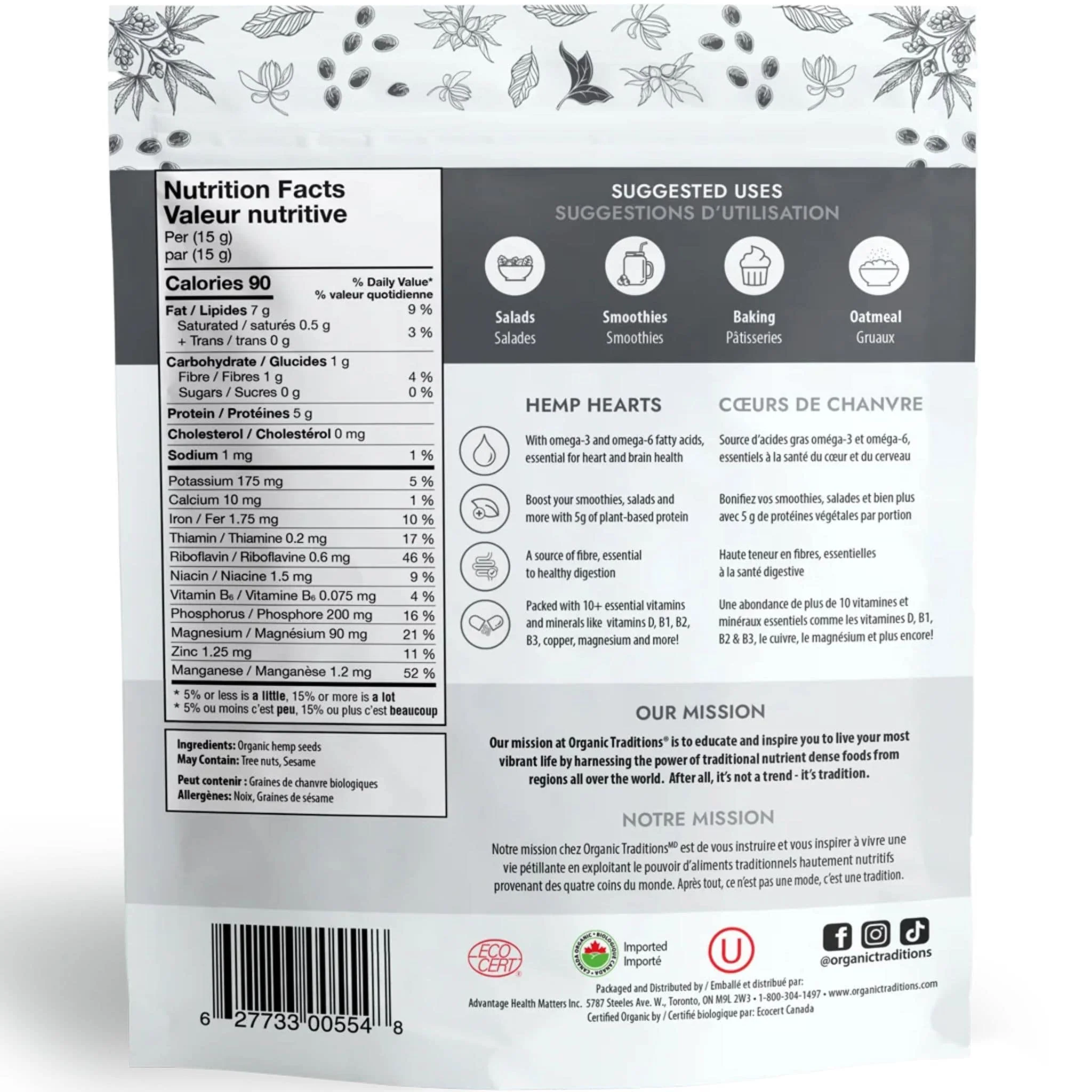 Organic Traditions Hemp Hearts, 227g - Image 2